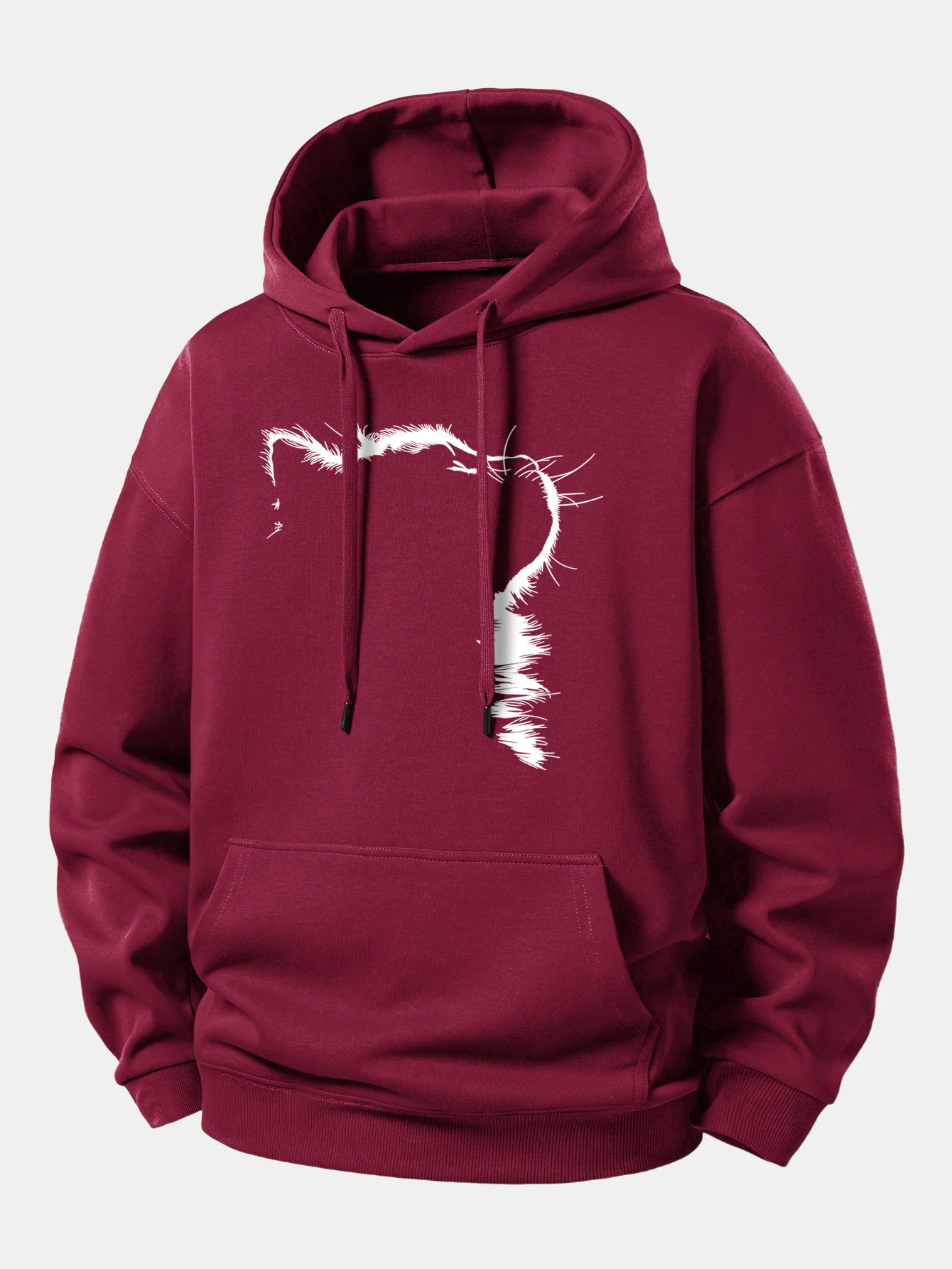 Outline Cat Print Relax Fit Hoodie - Image 3