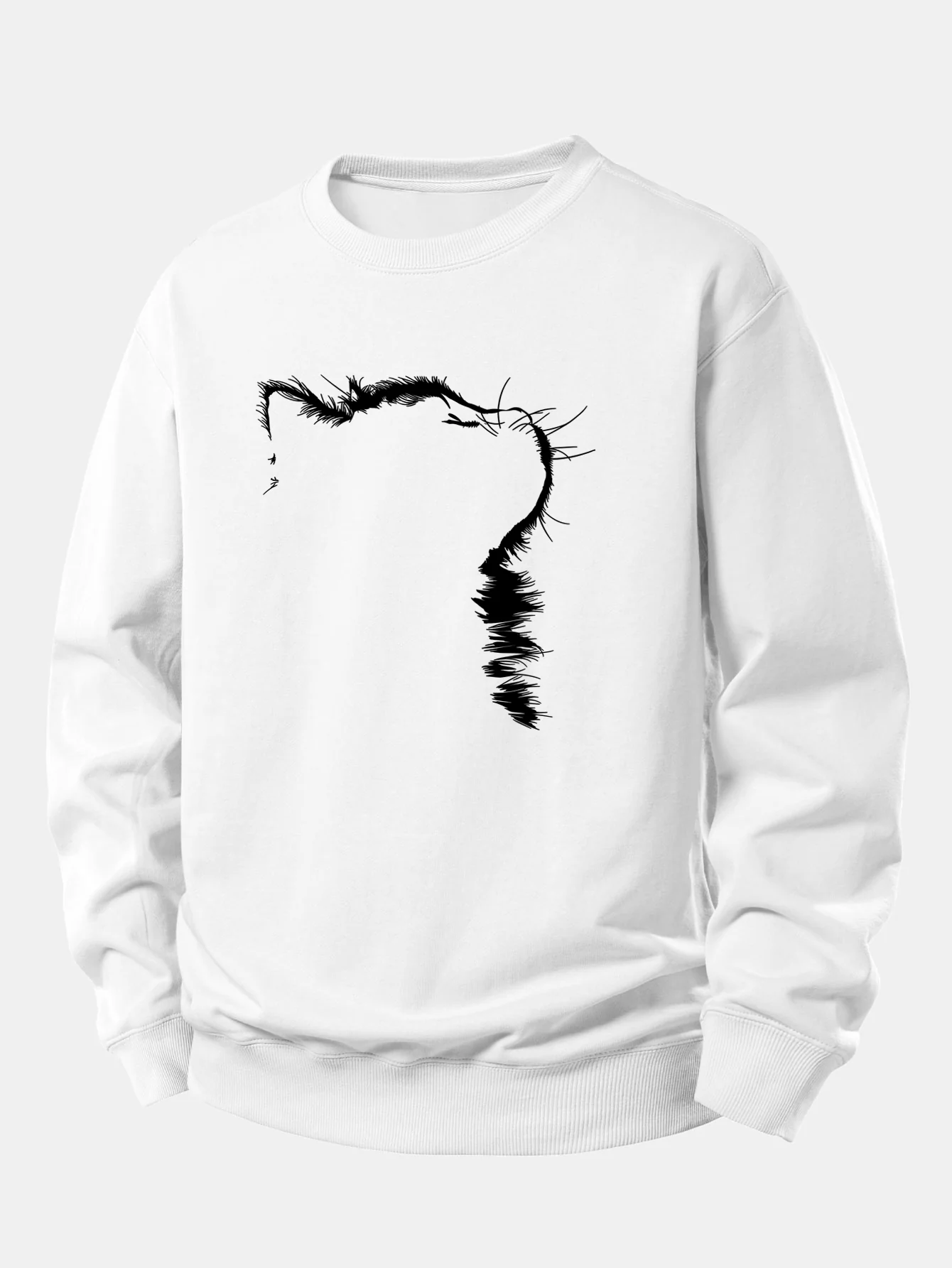 Outline Cat Print Relax Fit Sweatshirt - Image 2
