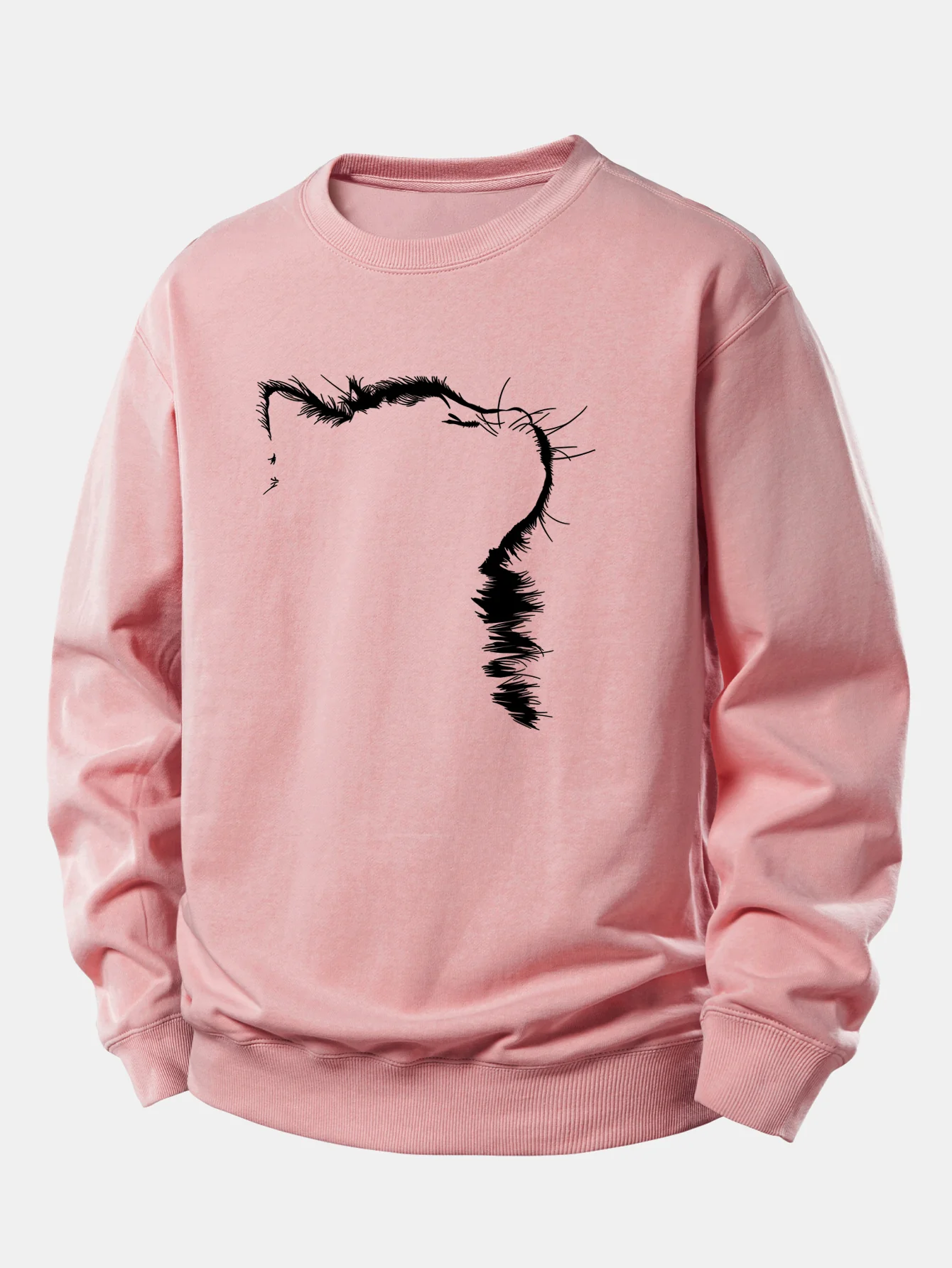 Outline Cat Print Relax Fit Sweatshirt - Image 3
