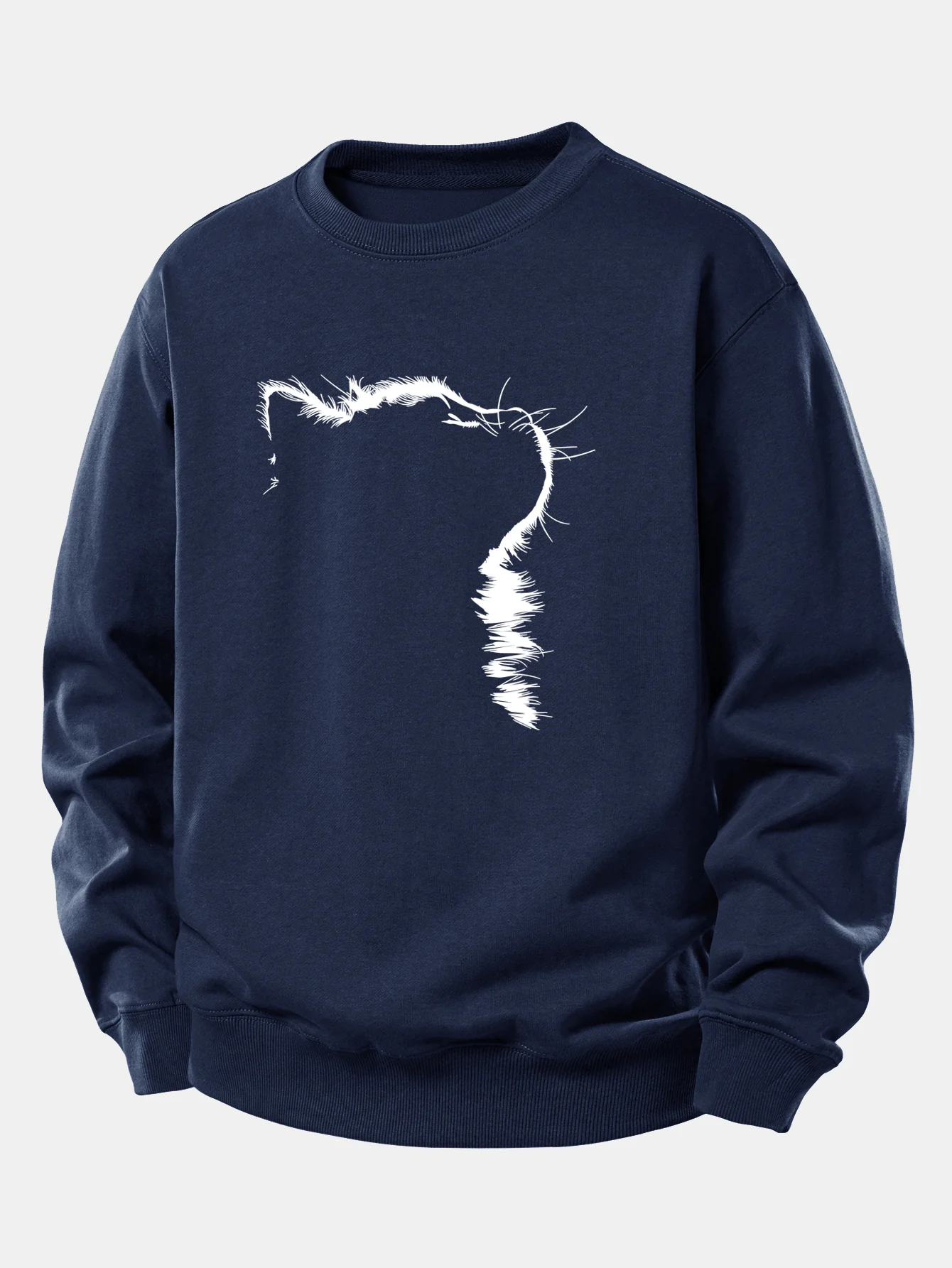 Outline Cat Print Relax Fit Sweatshirt - Image 4