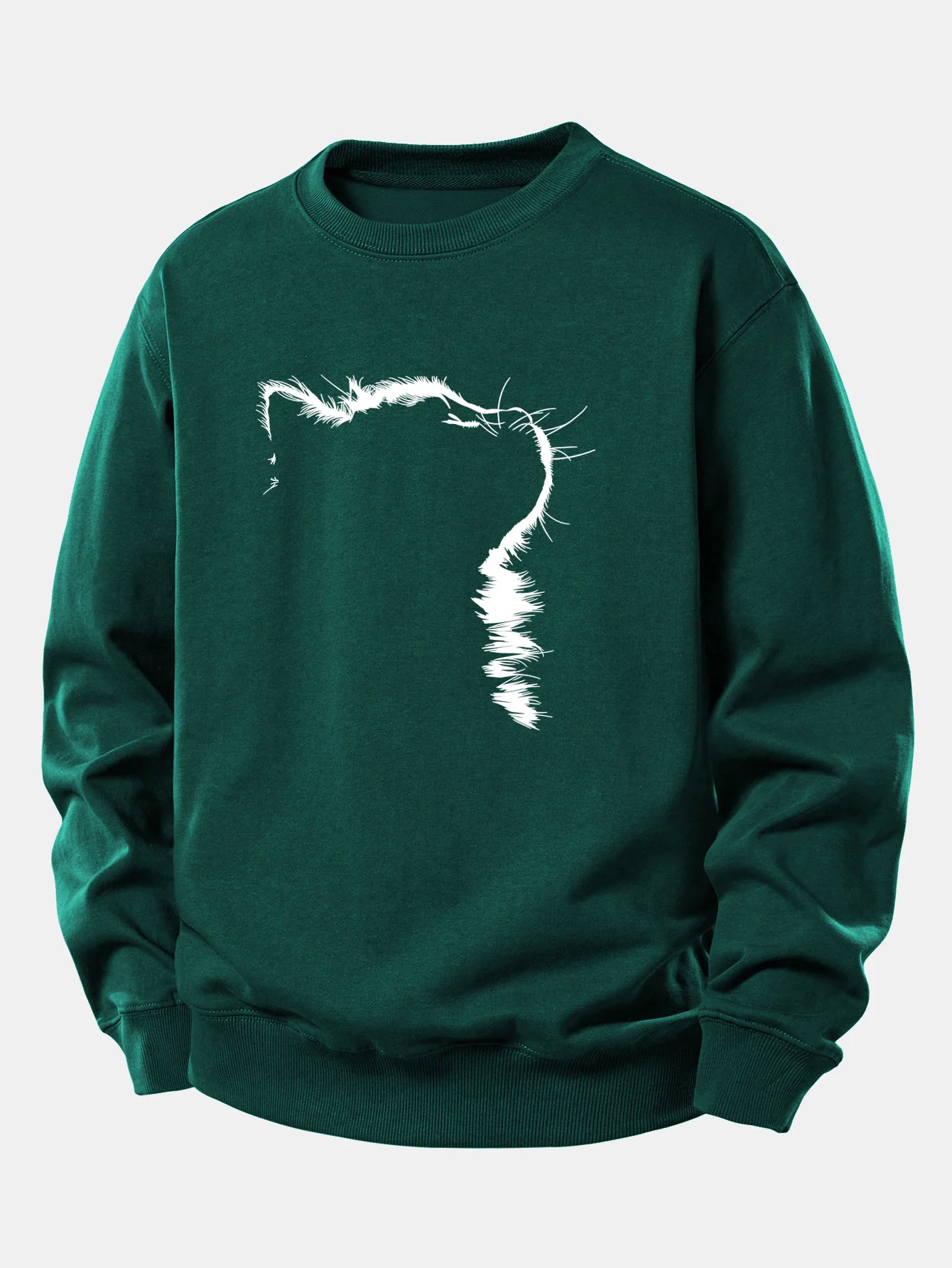 Outline Cat Print Relax Fit Sweatshirt - Image 5