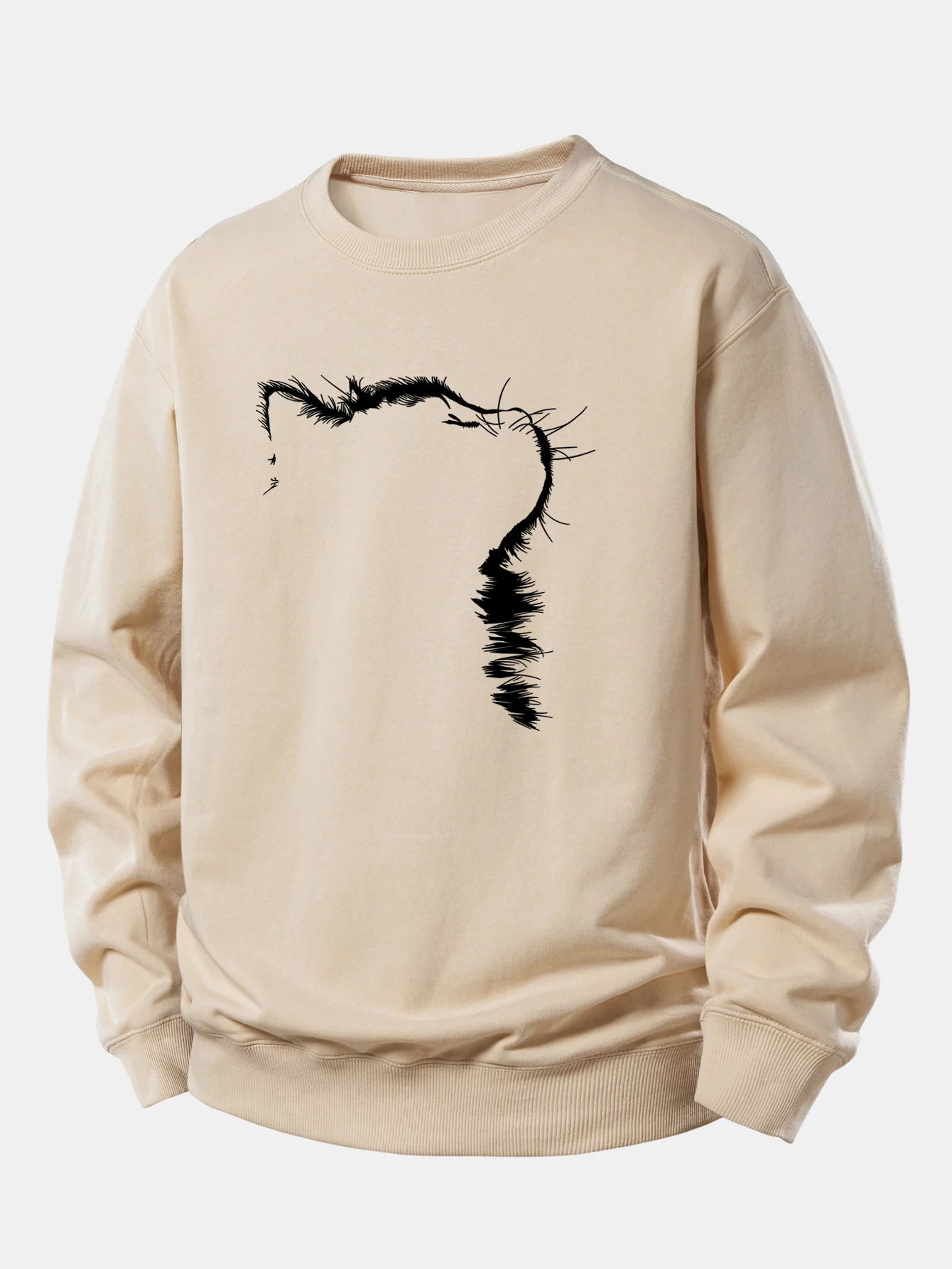 Outline Cat Print Relax Fit Sweatshirt - Image 6