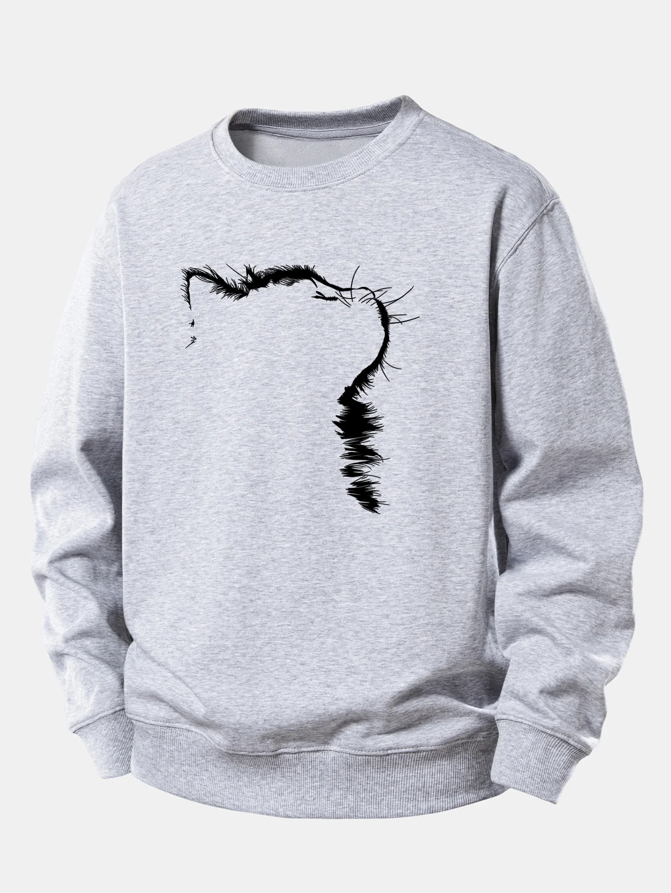 Outline Cat Print Relax Fit Sweatshirt - Image 7