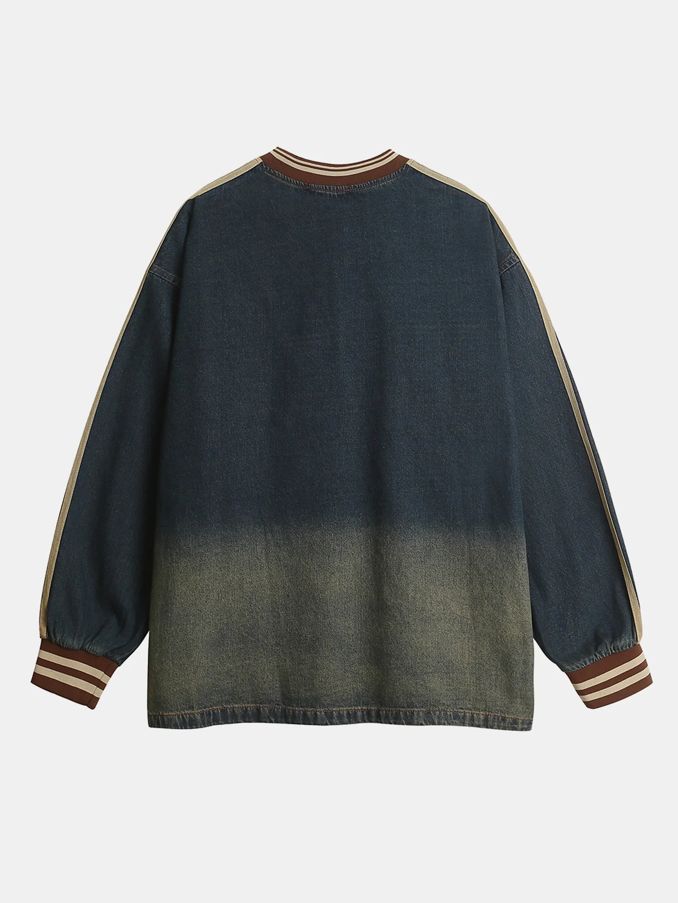 Oversize Brooklyn Stickerei Gewaschenes Abgenutztes Denim Sweatshirt - Image 2