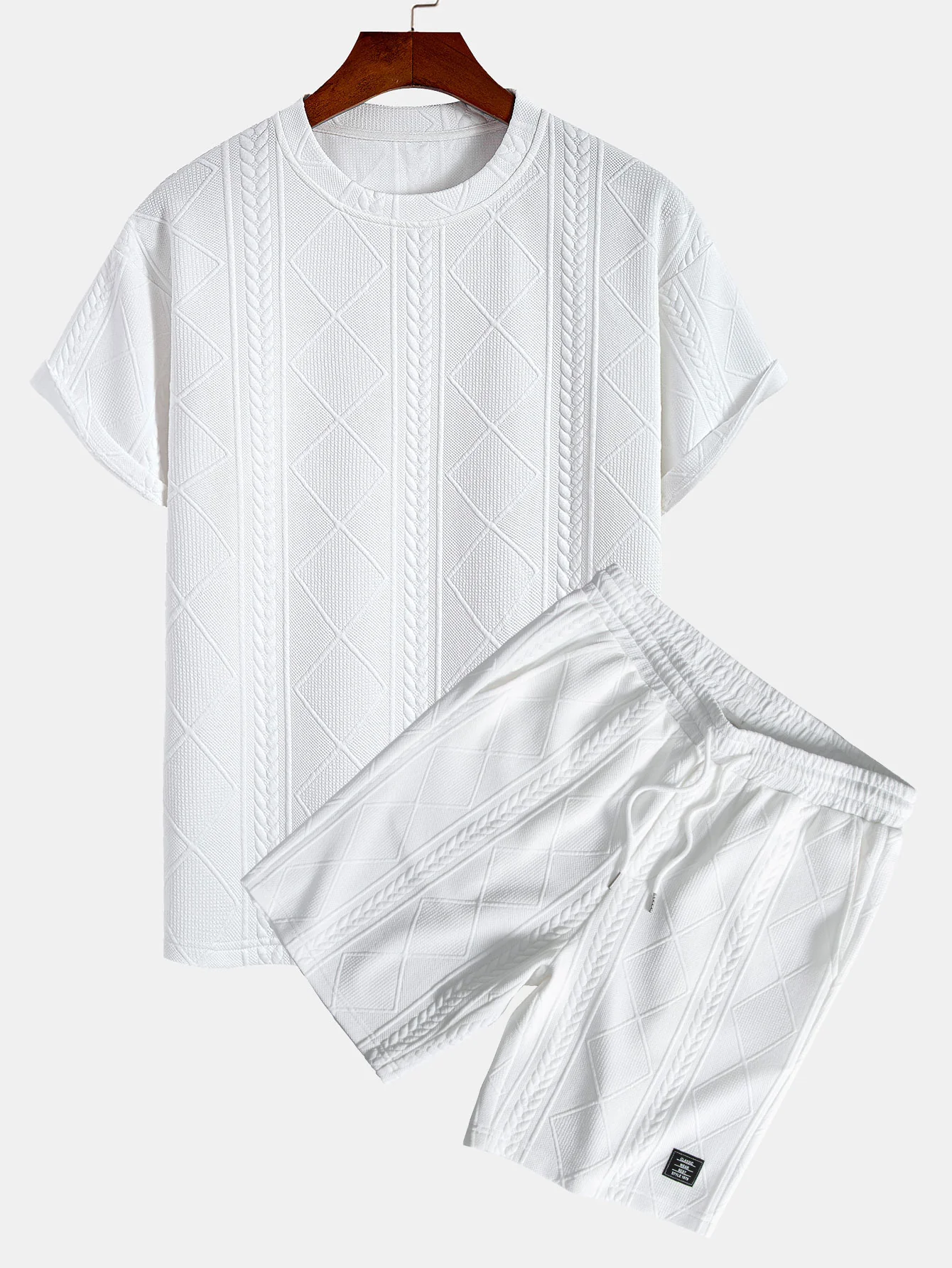 Übergröße Geometrisches Jacquard T-Shirt & Shorts