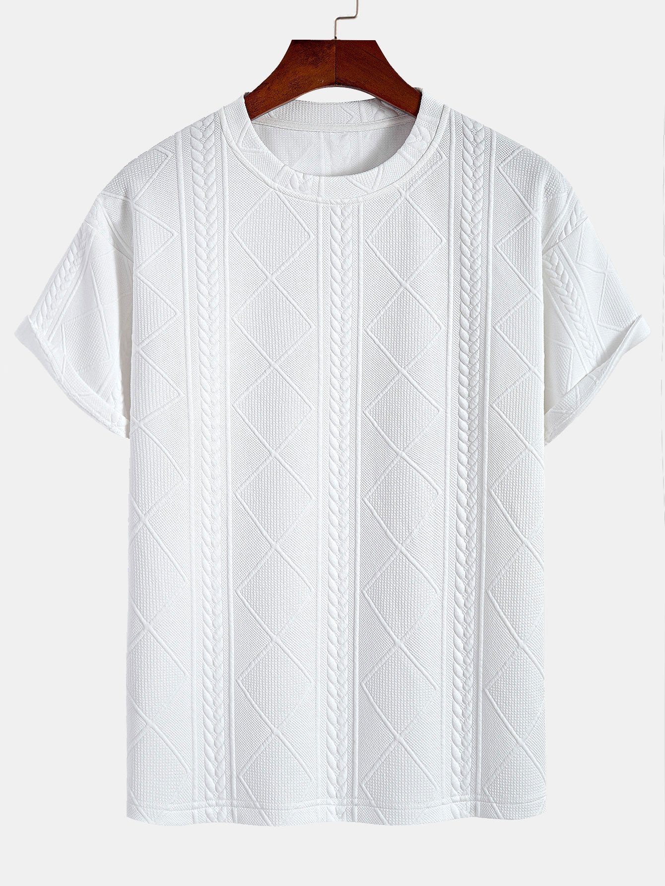Übergröße Geometrisches Jacquard T-Shirt & Shorts - Image 3