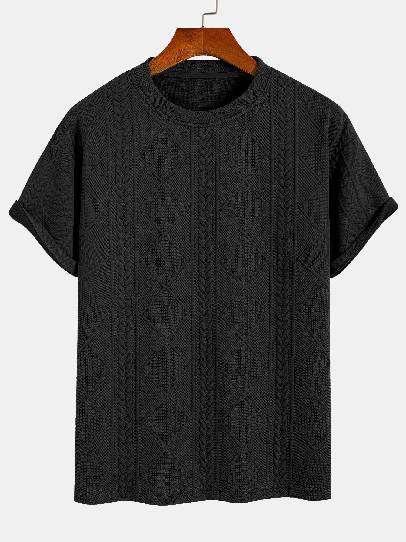Übergröße Geometrisches Jacquard T-Shirt & Shorts - Image 4