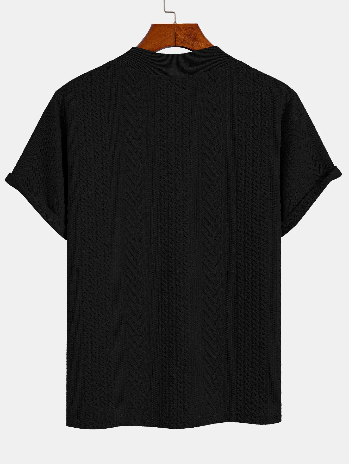 Übergröße Geometrisches Jacquard V-Ausschnitt T-Shirt - Image 2