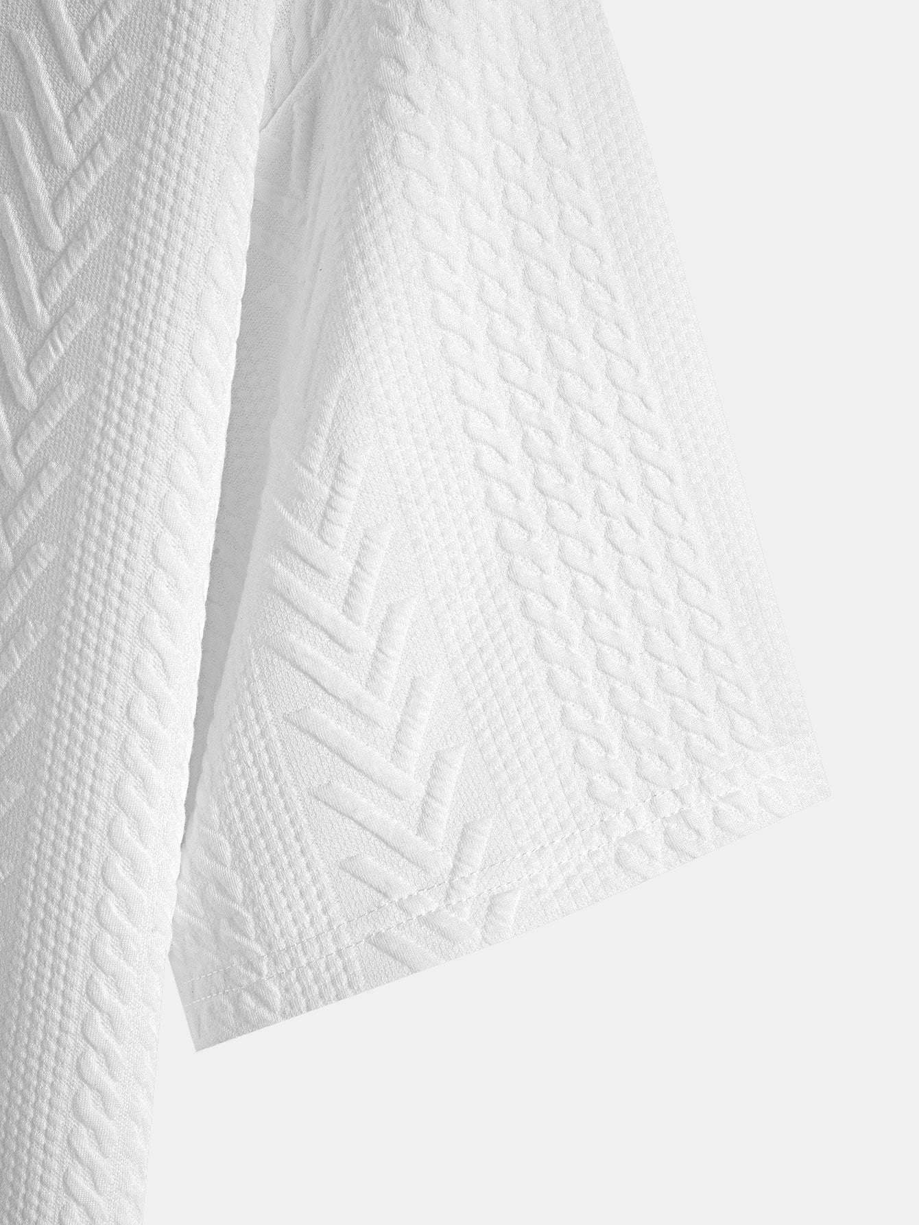 Übergröße Geometrisches Jacquard V-Ausschnitt T-Shirt - Image 6