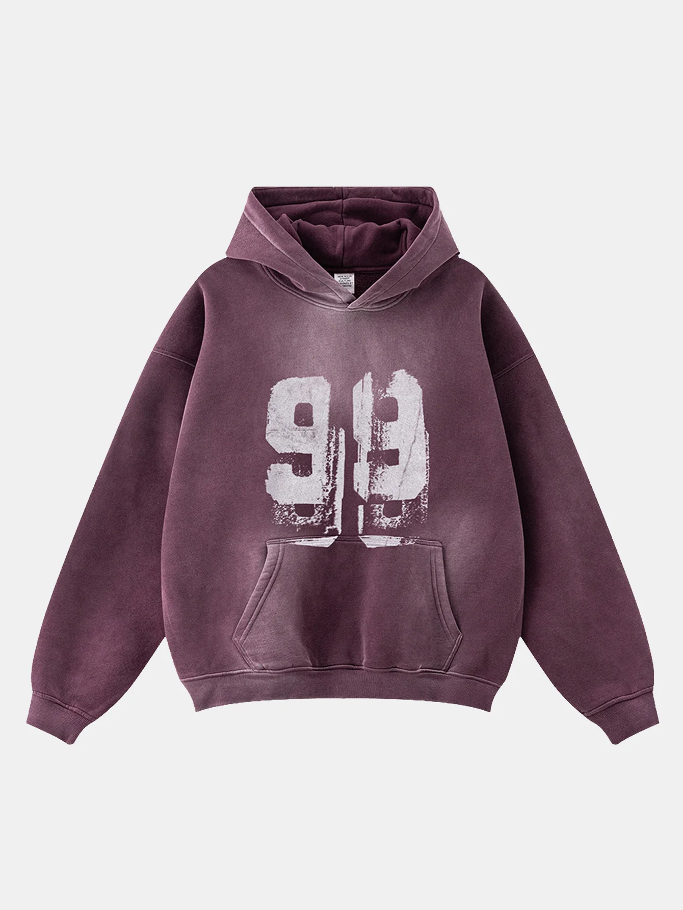 Oversize Zahlenprint Gewaschener Abgenutzter Hoodie - Image 2