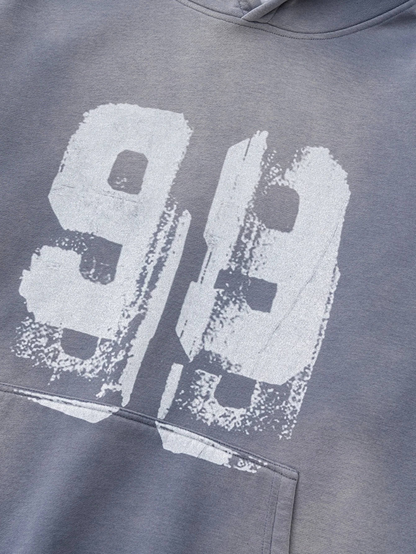Oversize Zahlenprint Gewaschener Abgenutzter Hoodie - Image 24