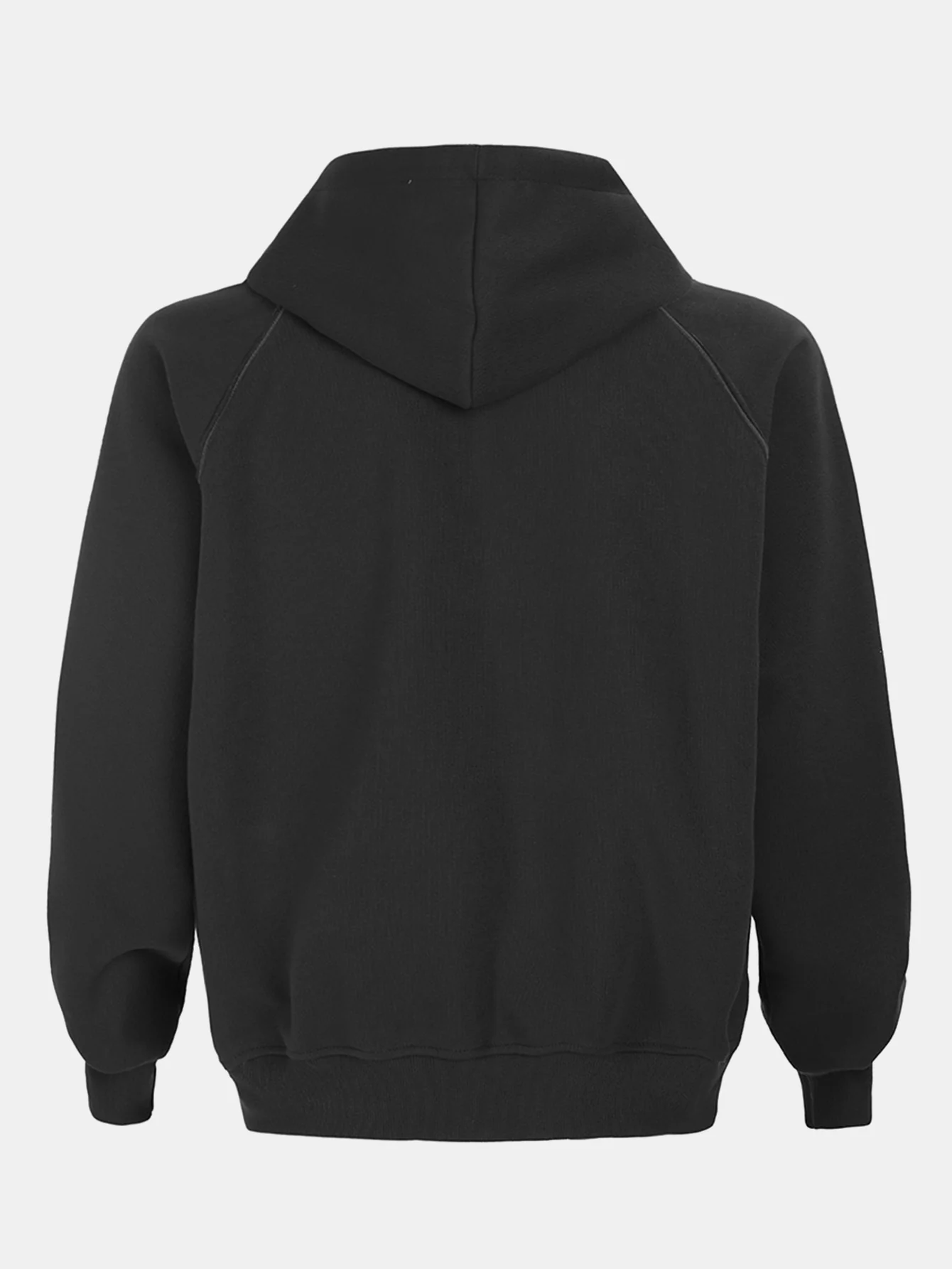 Oversize Zahl Druck Reißverschluss Kapuzenpullover - Image 2