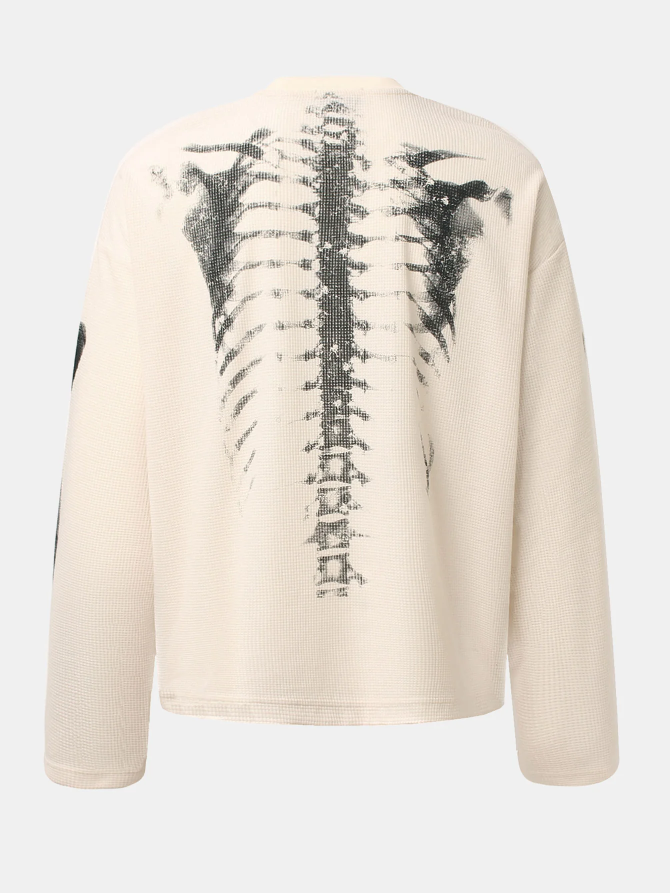 Oversize Skelettdruck Waffel-T-Shirt - Image 4