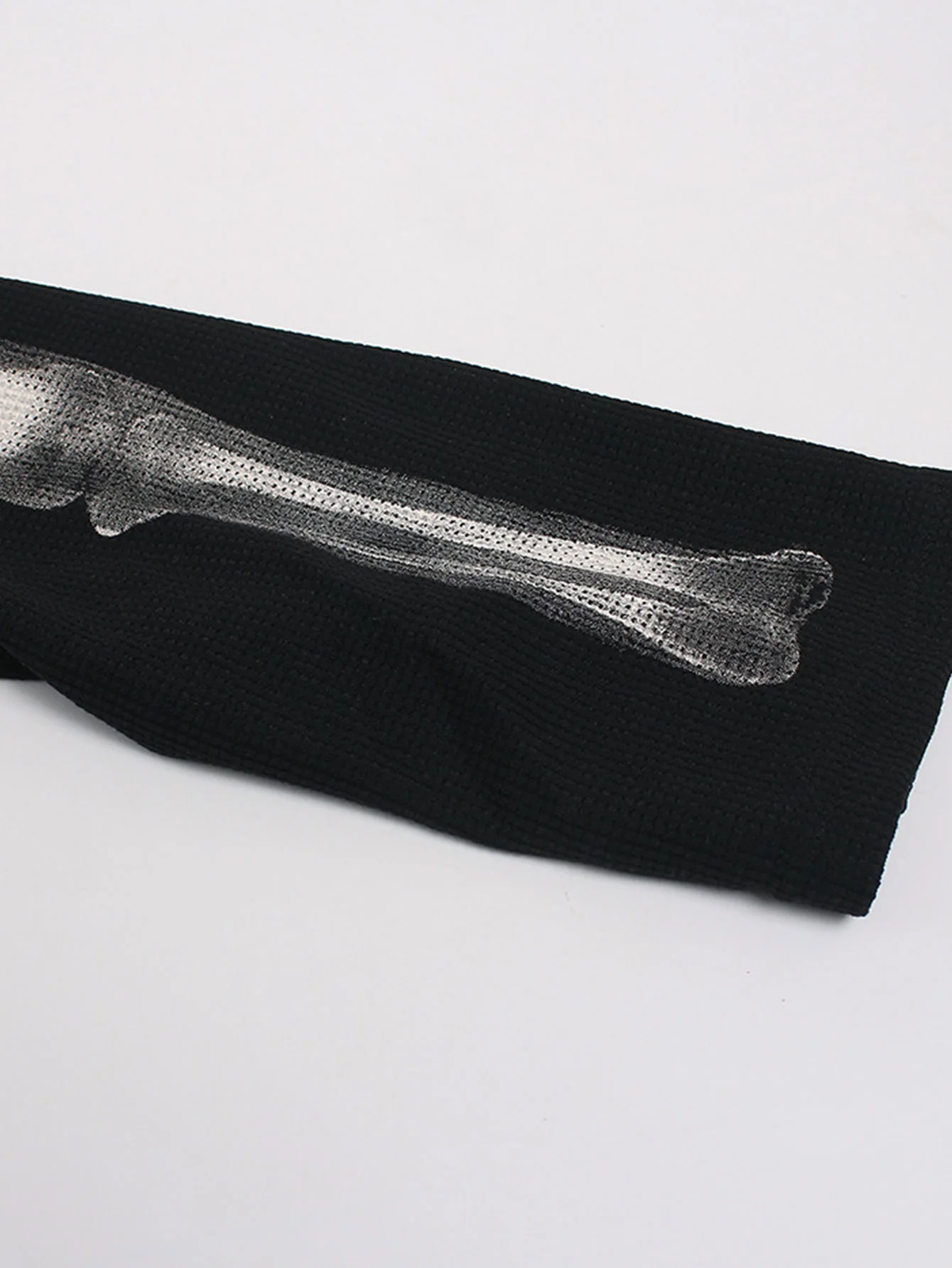 Oversize Skelettdruck Waffel-T-Shirt - Image 6