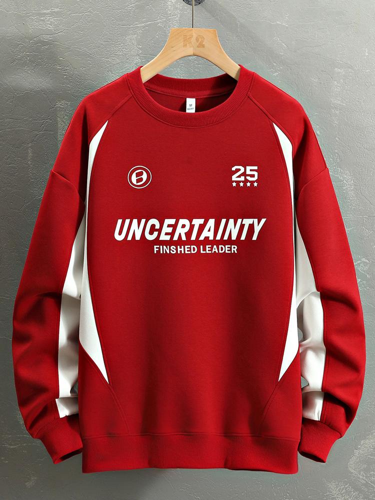 Oversize Slogan Farbblock Sweatshirt