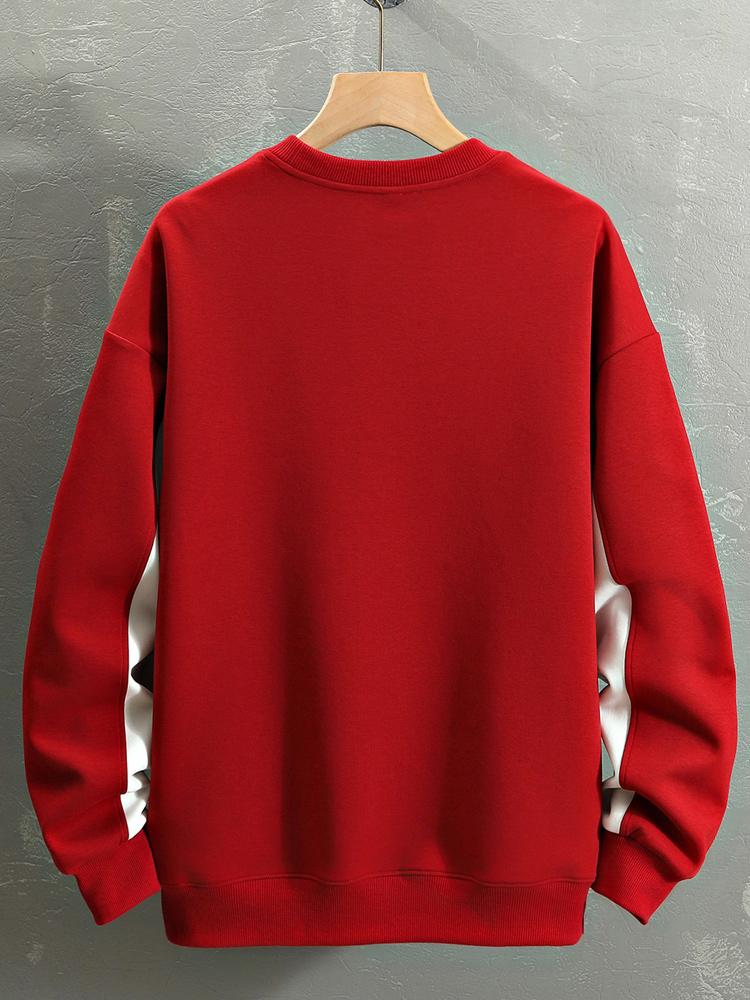 Oversize Slogan Farbblock Sweatshirt - Image 2