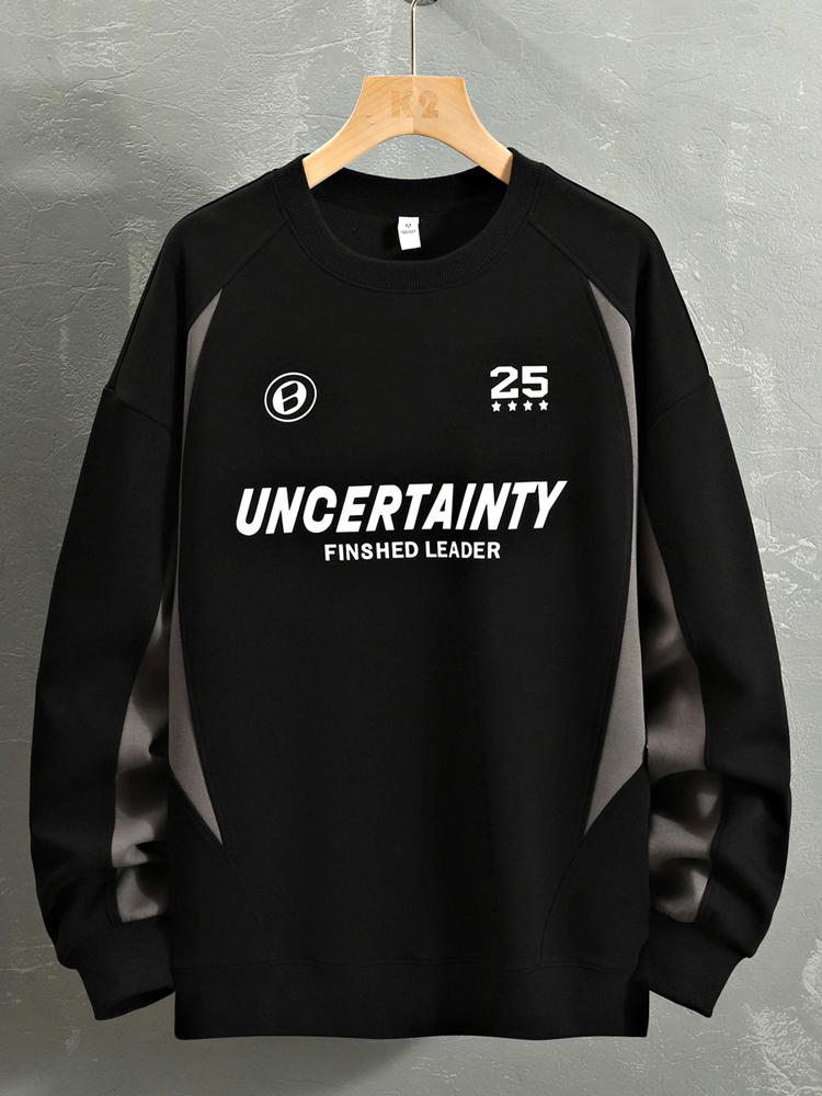Oversize Slogan Farbblock Sweatshirt - Image 3