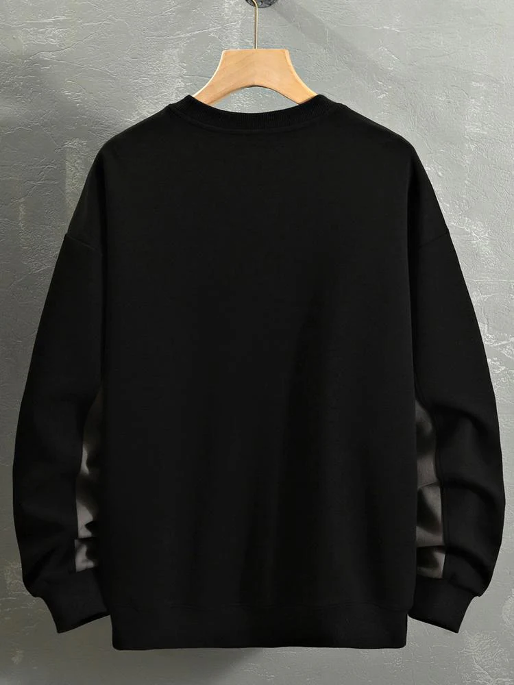 Oversize Slogan Farbblock Sweatshirt - Image 4