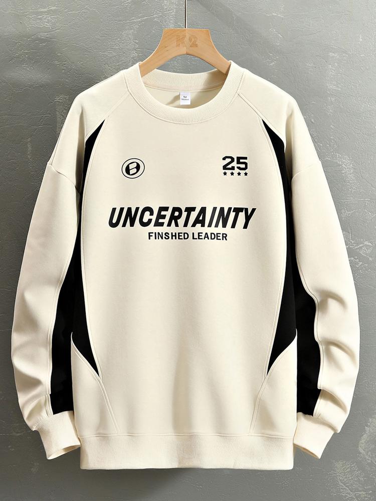 Oversize Slogan Farbblock Sweatshirt - Image 5