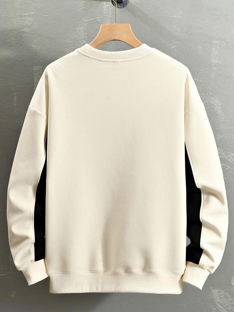 Oversize Slogan Farbblock Sweatshirt - Image 6