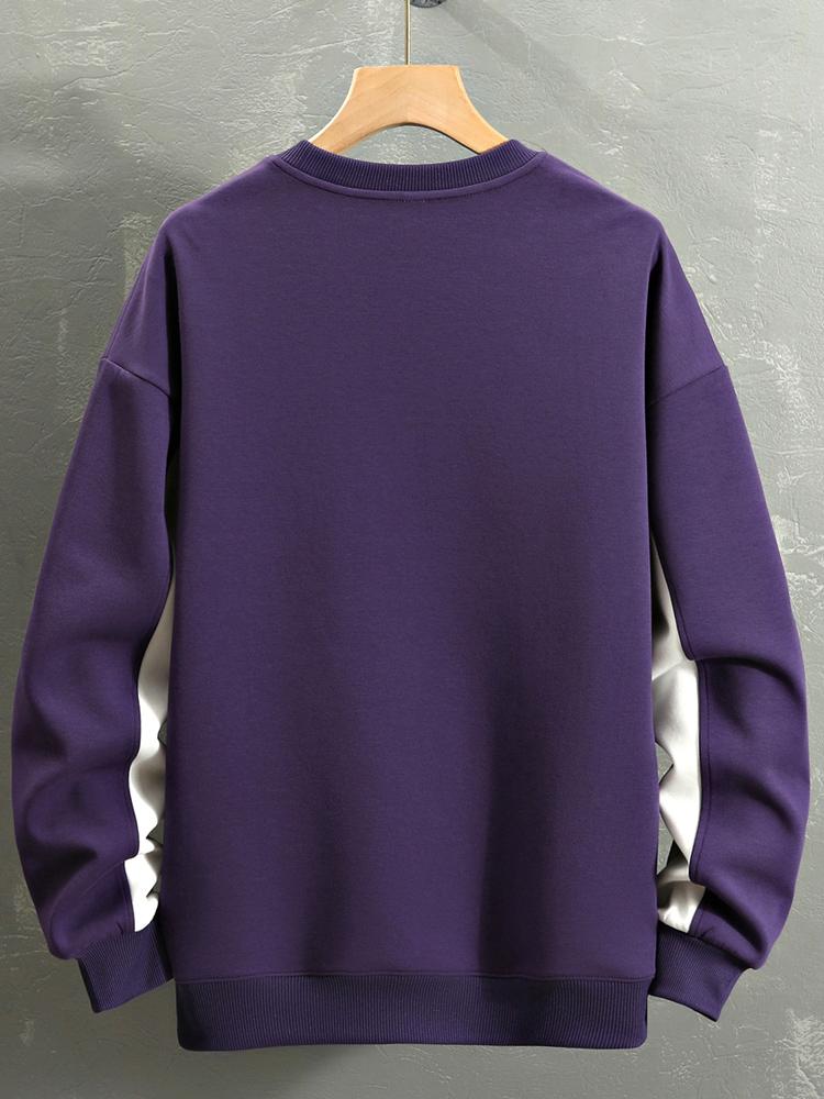 Oversize Slogan Farbblock Sweatshirt - Image 8