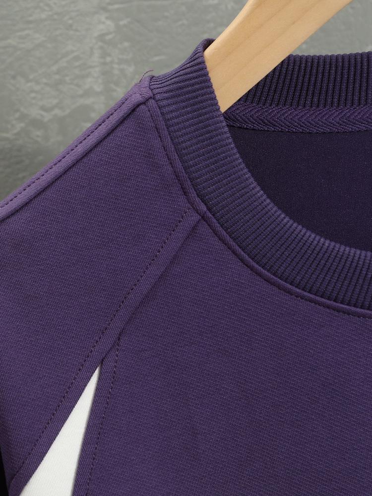 Oversize Slogan Farbblock Sweatshirt - Image 9