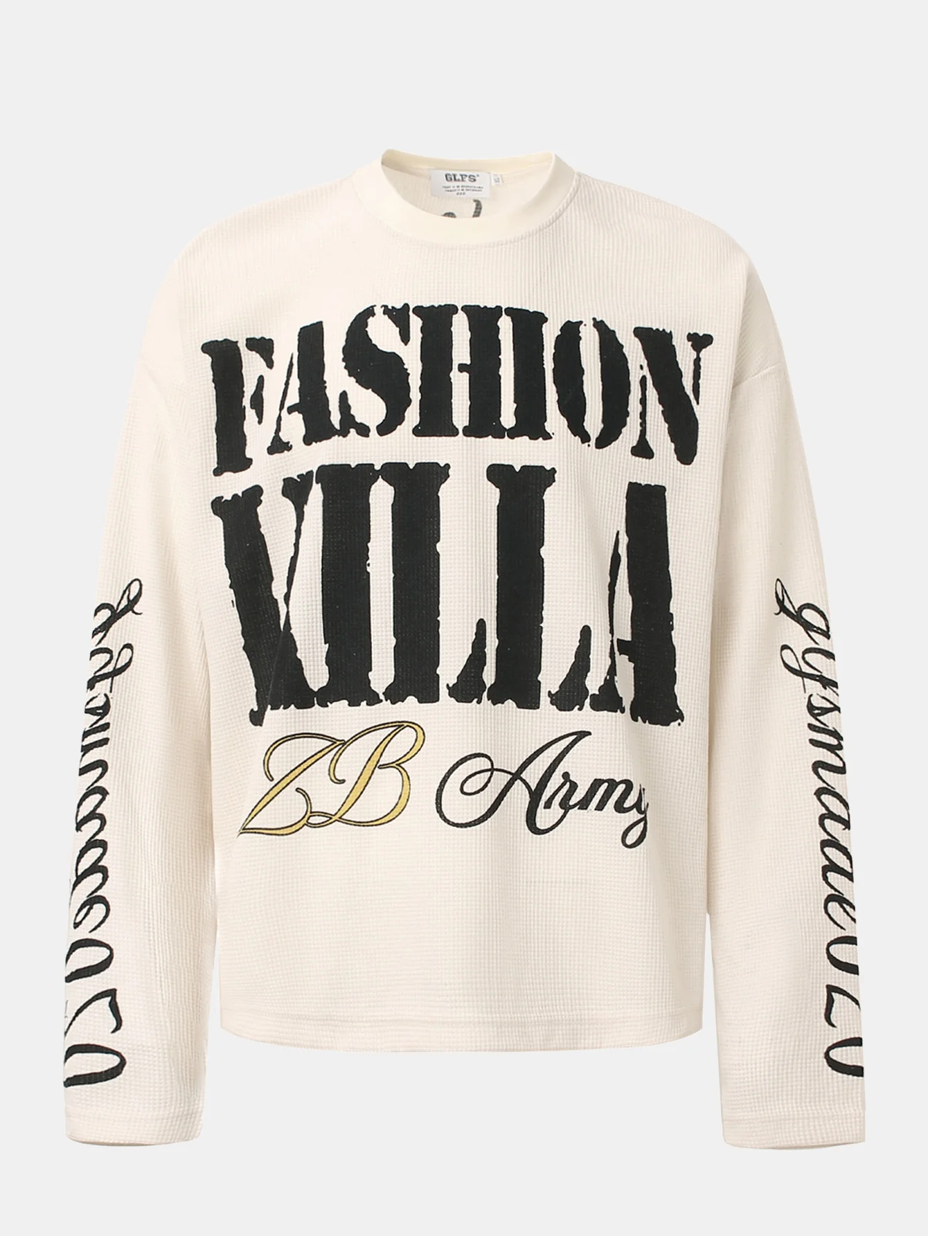 Oversize Slogan Druck Waffel T-Shirt - Image 3