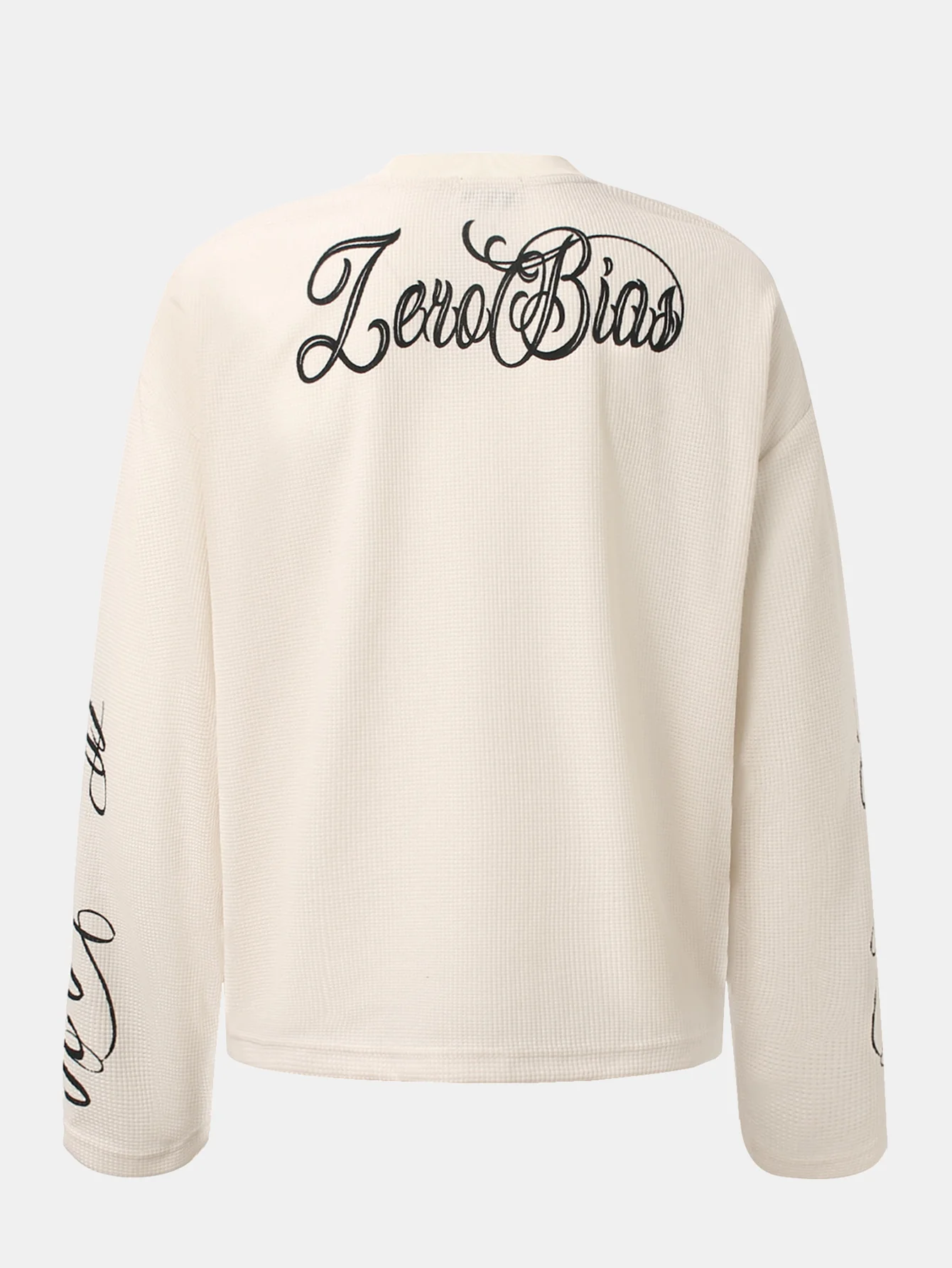 Oversize Slogan Druck Waffel T-Shirt - Image 4