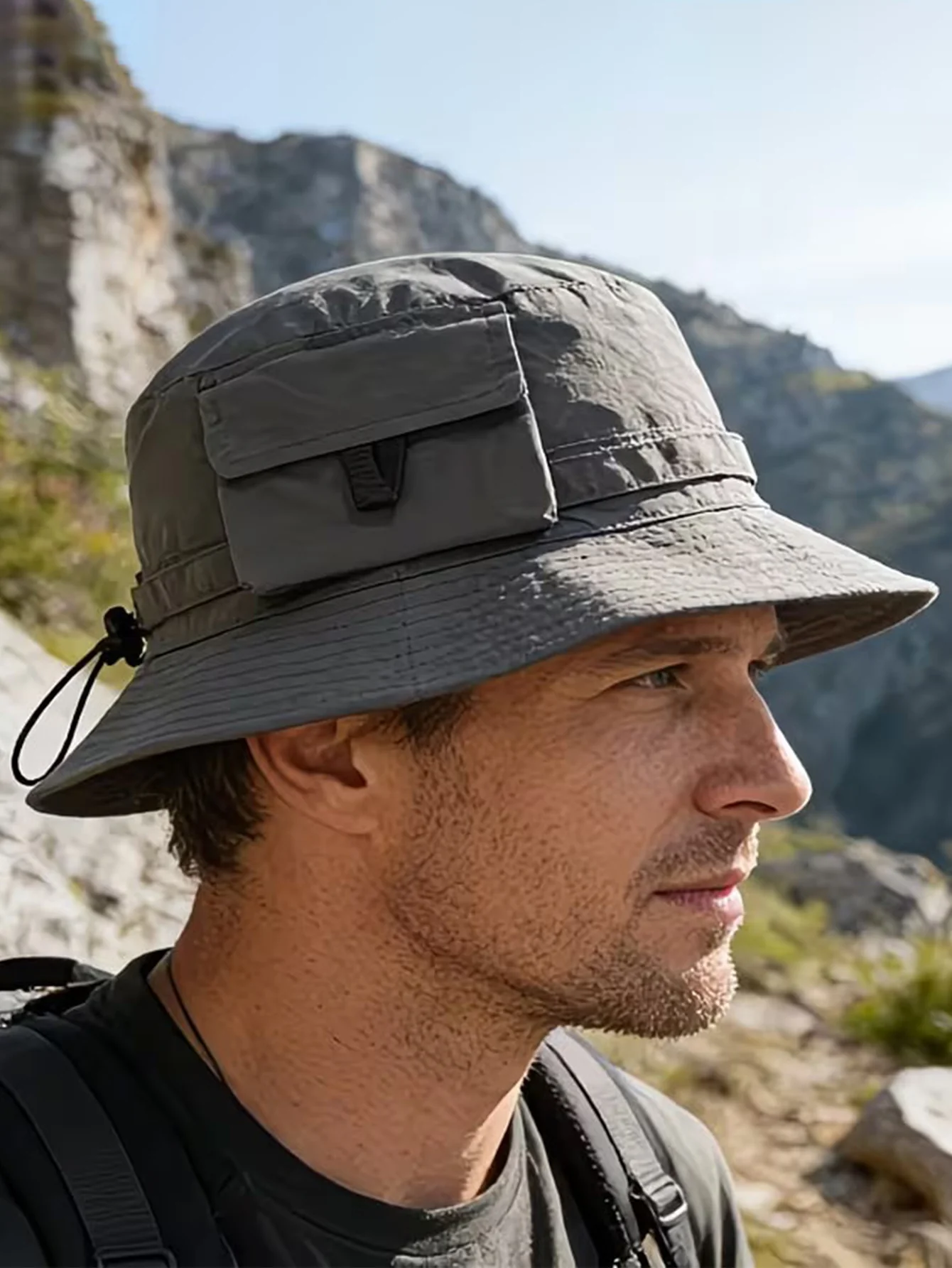 Packable Bucket Hat With Pocket Lightweight Outdoor Fishing Hiking Sun Hat Foldable Boonie Hat - Image 7