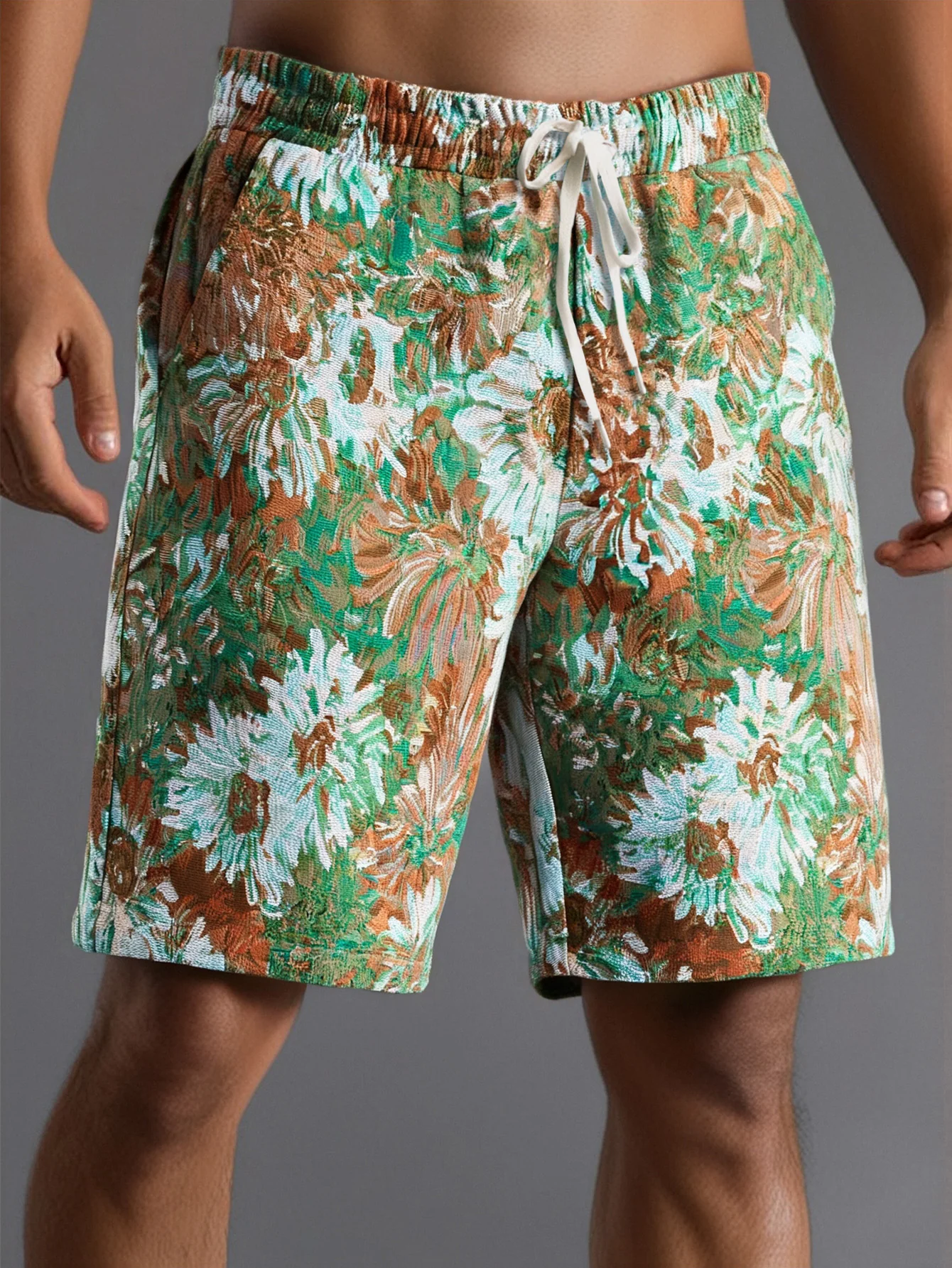 Gemusterte Blumen-Jacquard-Shorts - Image 3