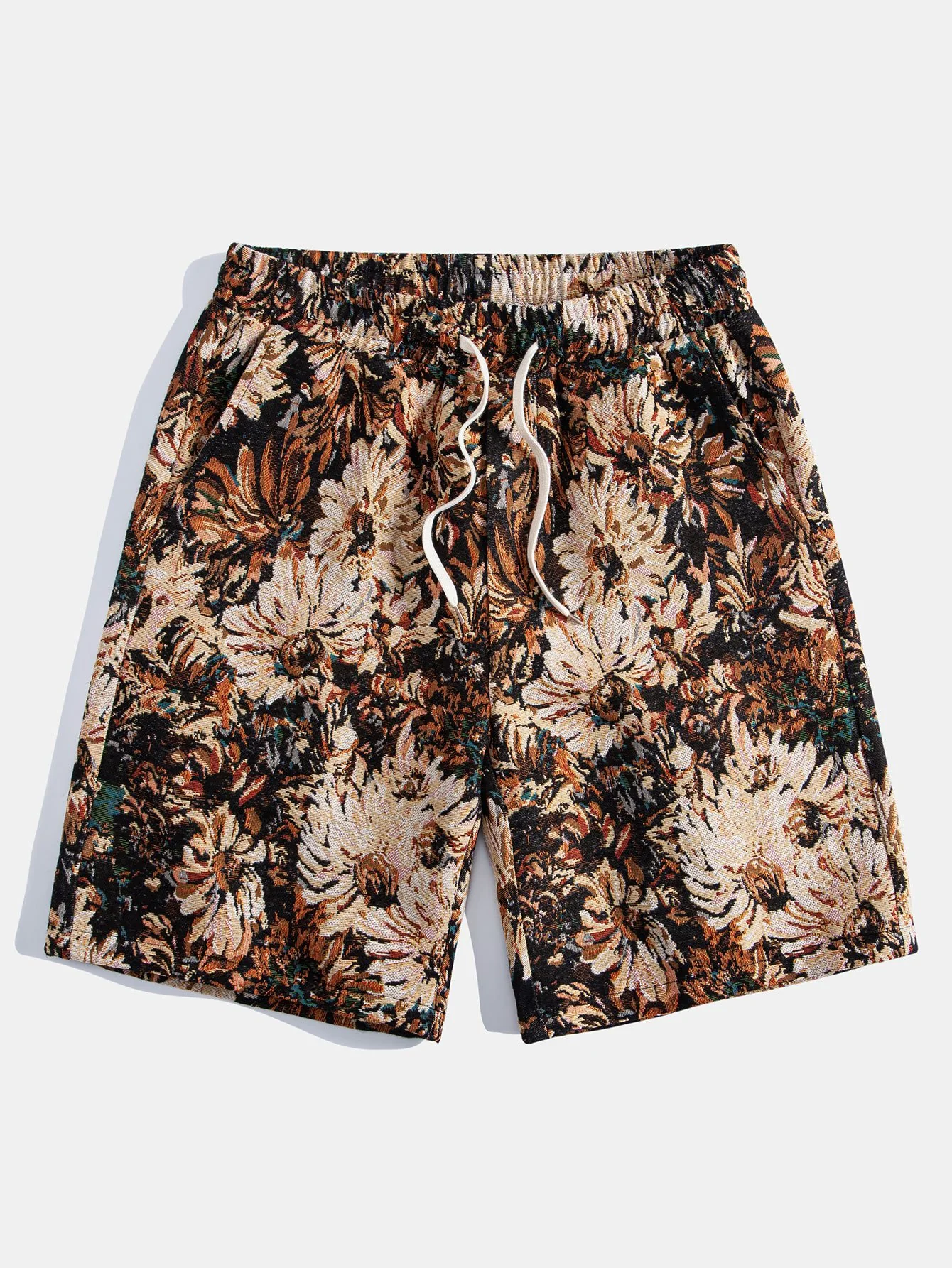 Gemusterte Blumen-Jacquard-Shorts - Image 4