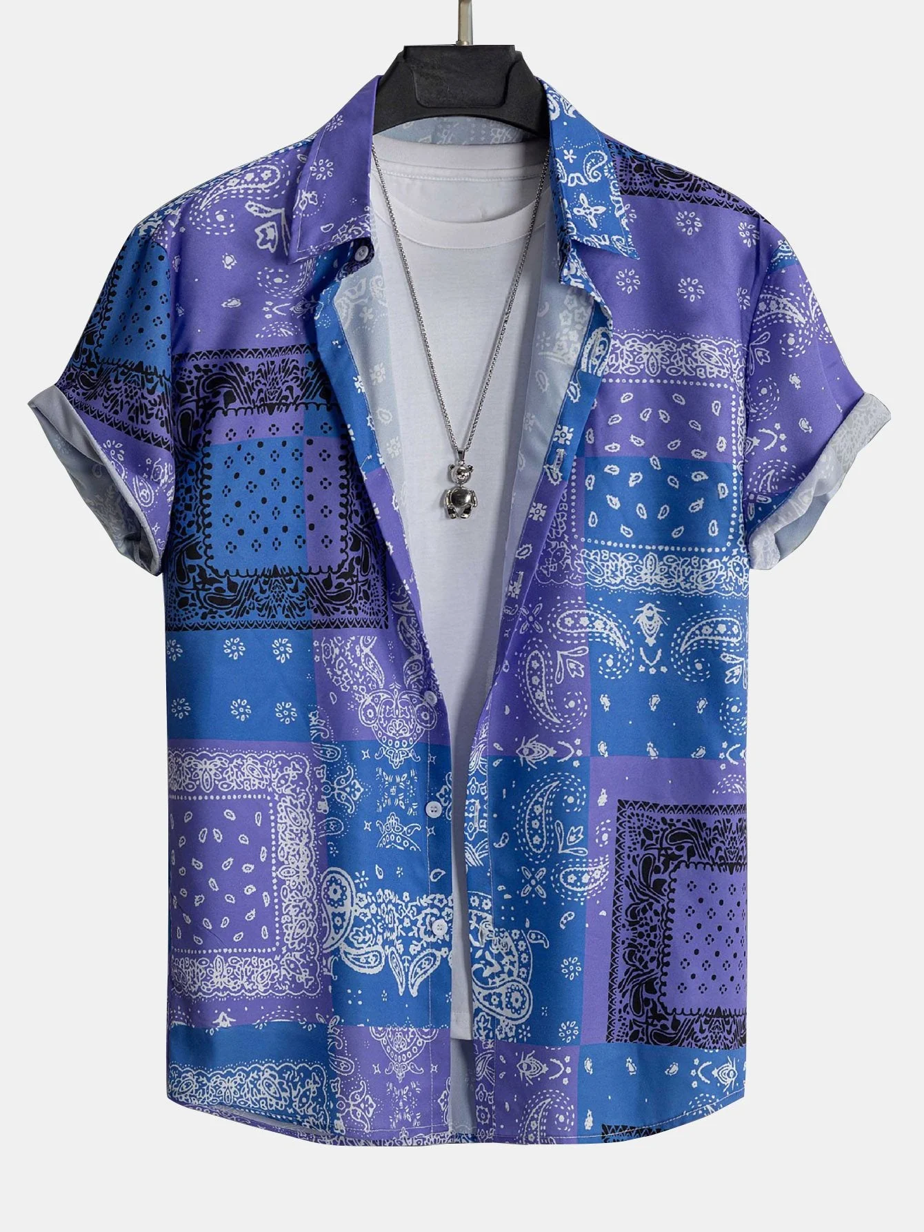 Paisley-Bandana-Druck Hemd mit Knopfleiste #Zufälliges Mustersdesign# & Badehose - Image 2