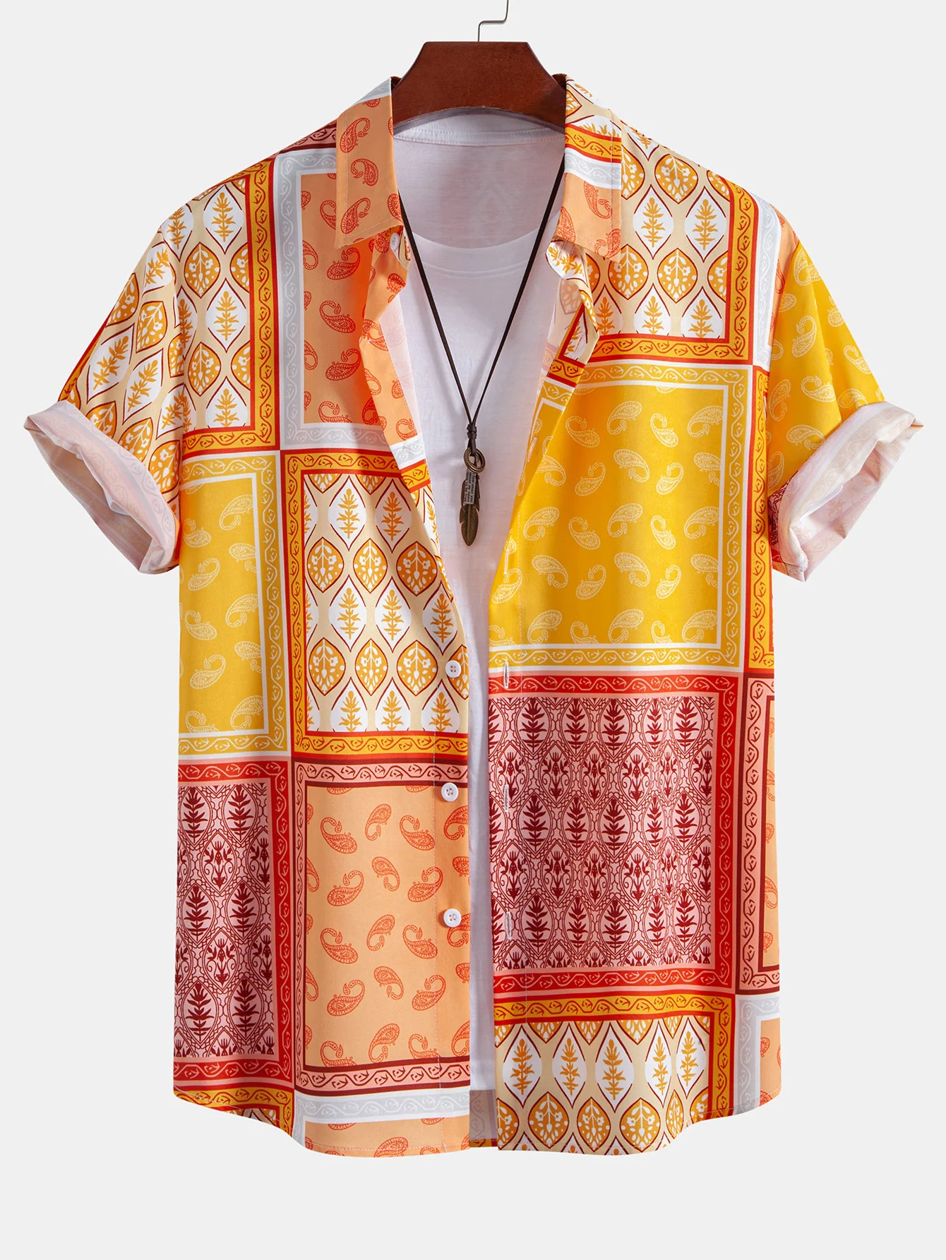 Paisley Border Button-Up-Hemd