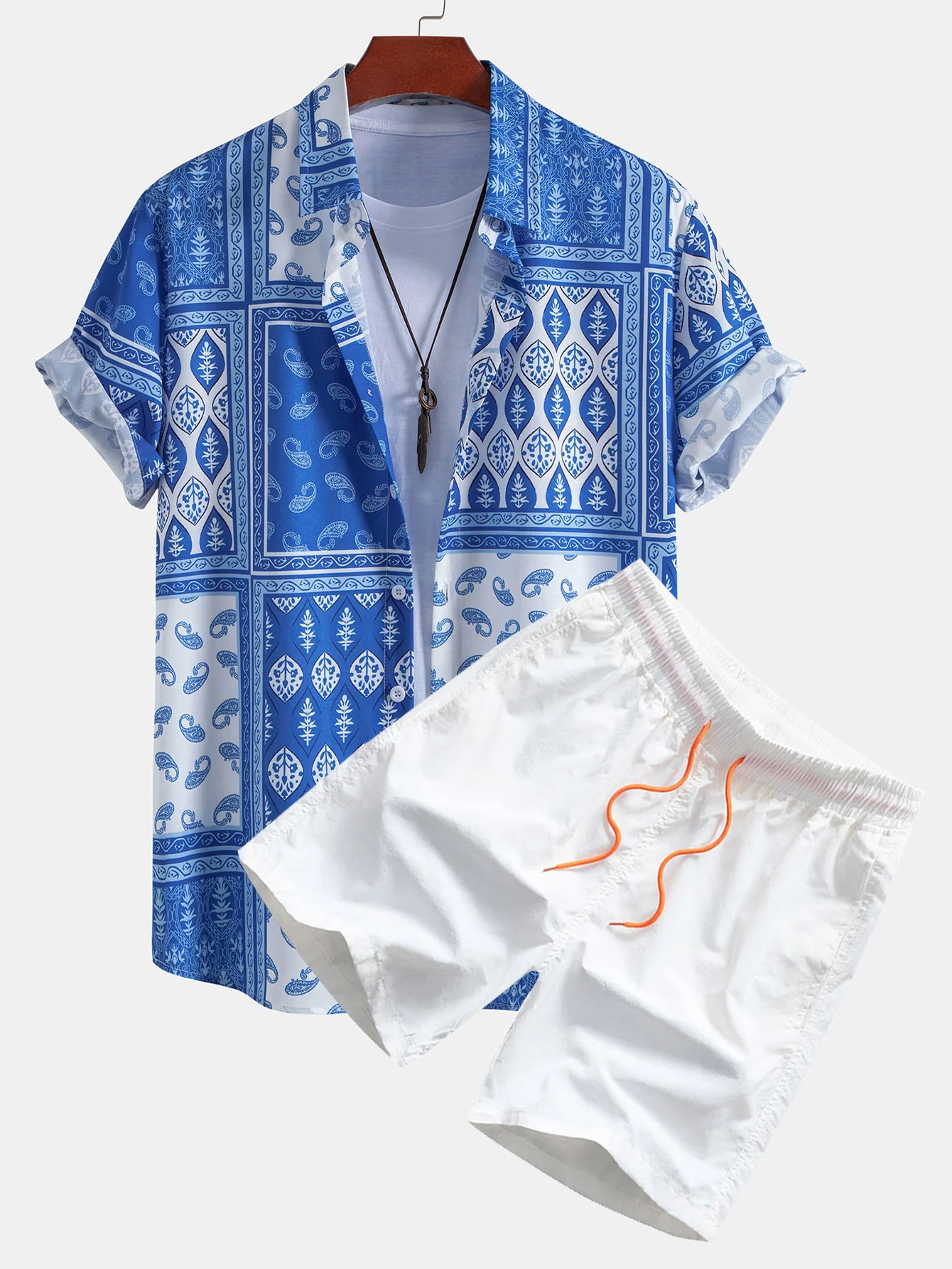 Paisley Border Button-Up-Hemd & Badehose