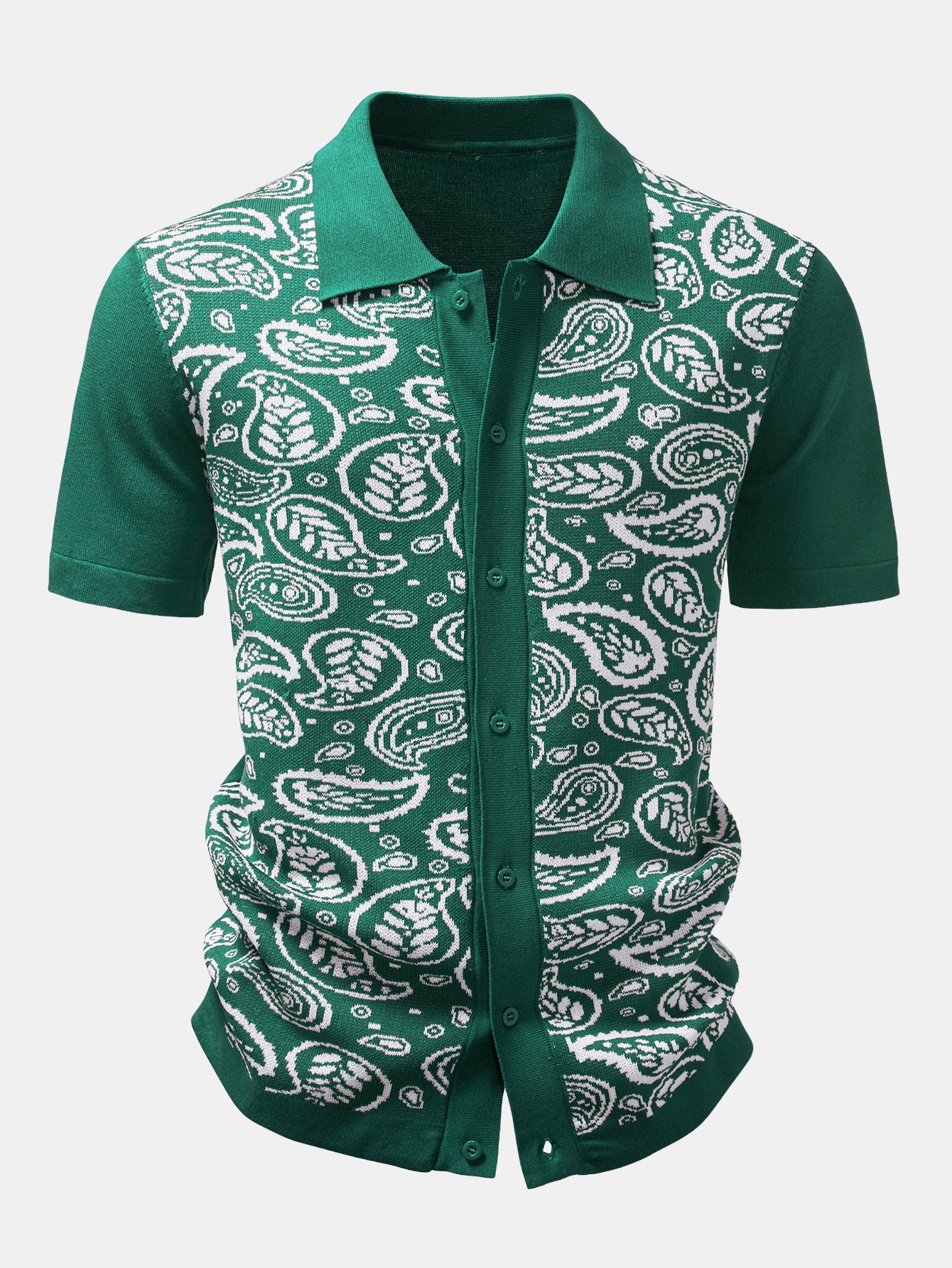 Paisley Button Up Knit Shirt & Knit Shorts - Image 4