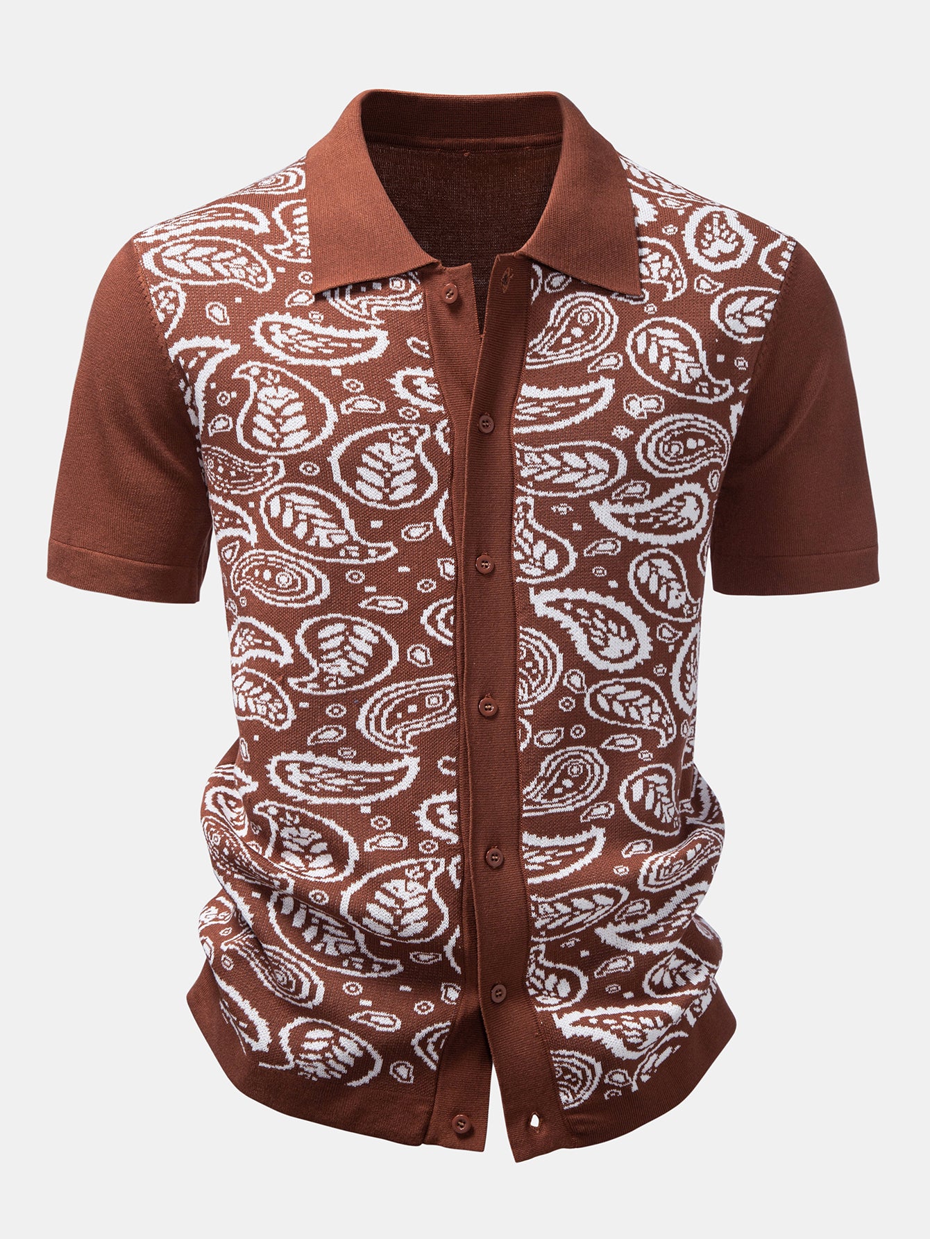 Paisley Button Up Knit Shirt & Knit Shorts - Image 6