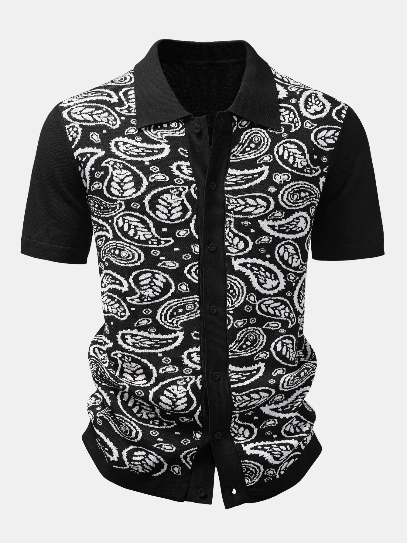 Paisley Button Up Knit Shirt & Knit Shorts - Image 8