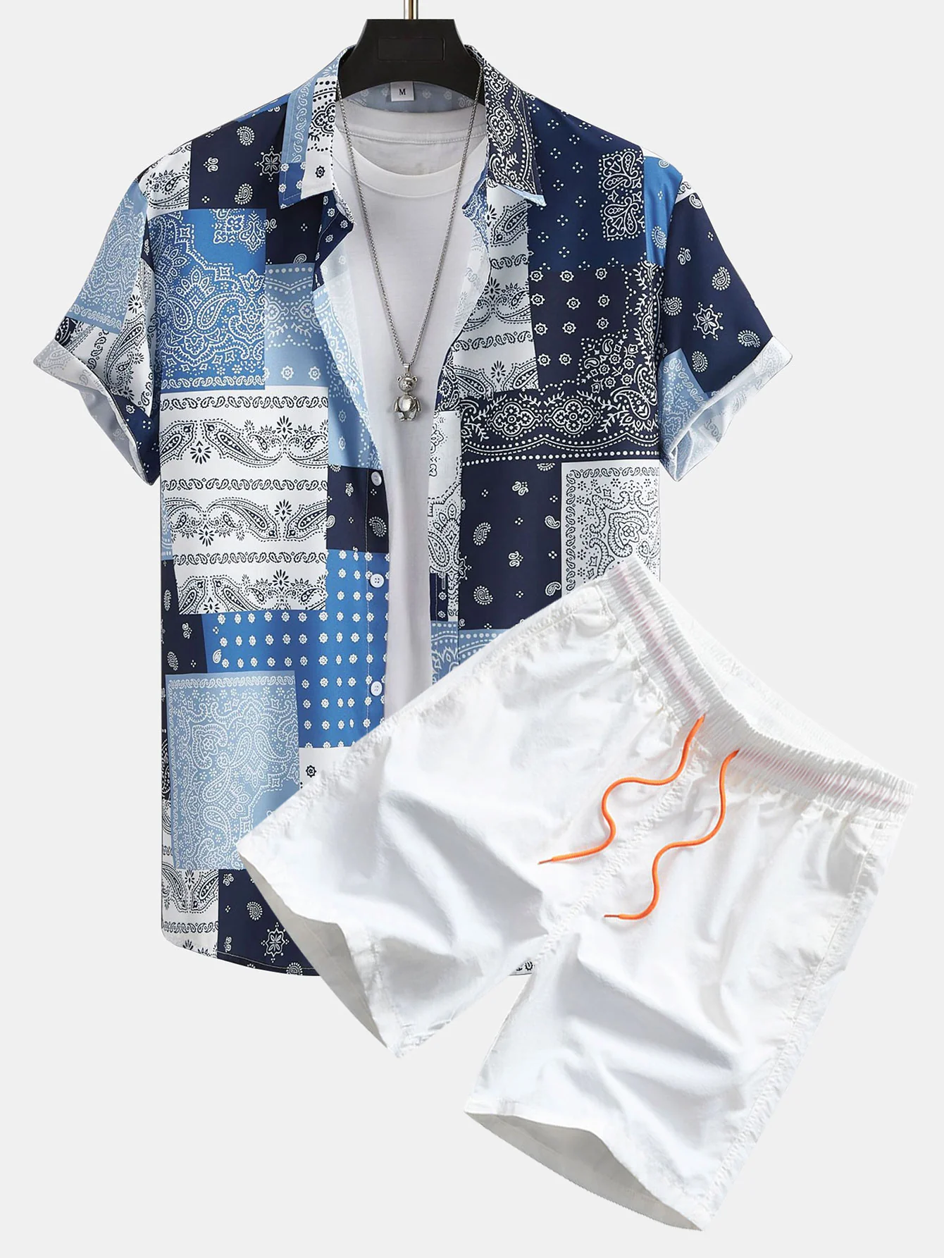 "Paisley-Patchwork-Druck Hemd mit Knopfleiste #Zufälliges Mustersdesign# & Badeshorts" - Image 2
