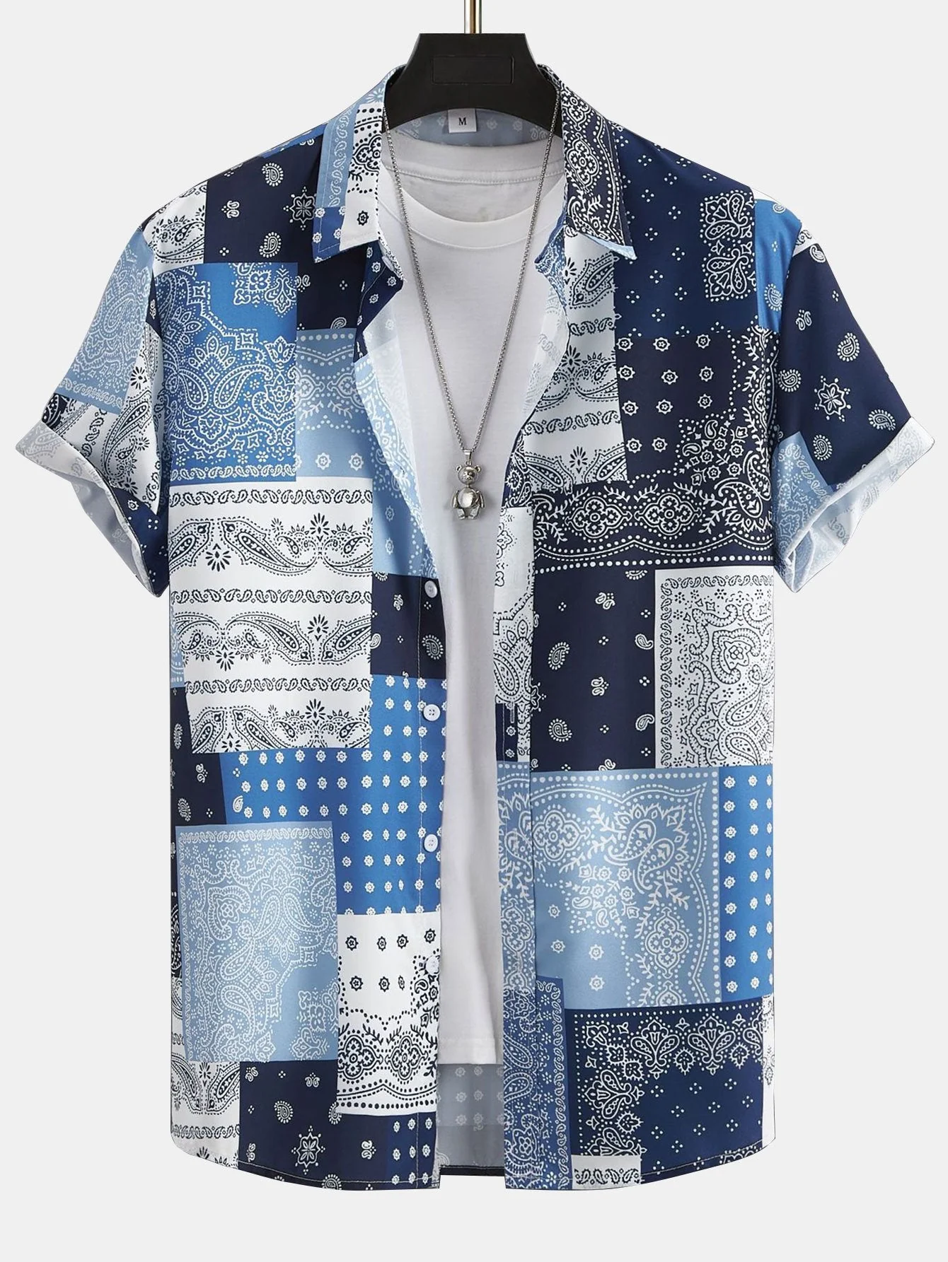 "Paisley-Patchwork-Druck Hemd mit Knopfleiste #Zufälliges Mustersdesign# & Badeshorts" - Image 3