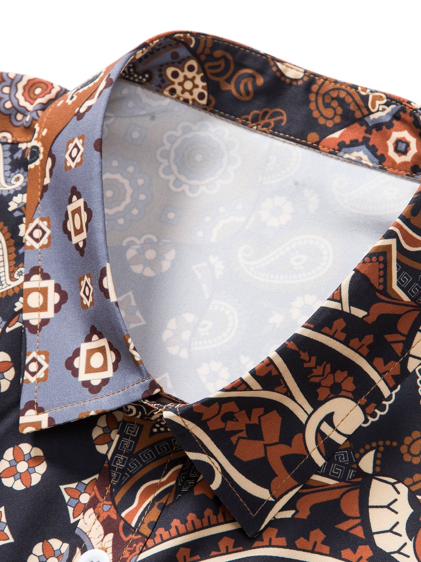 Paisley-Patchwork-Druck Hemd mit Knöpfen & Shorts - Image 6