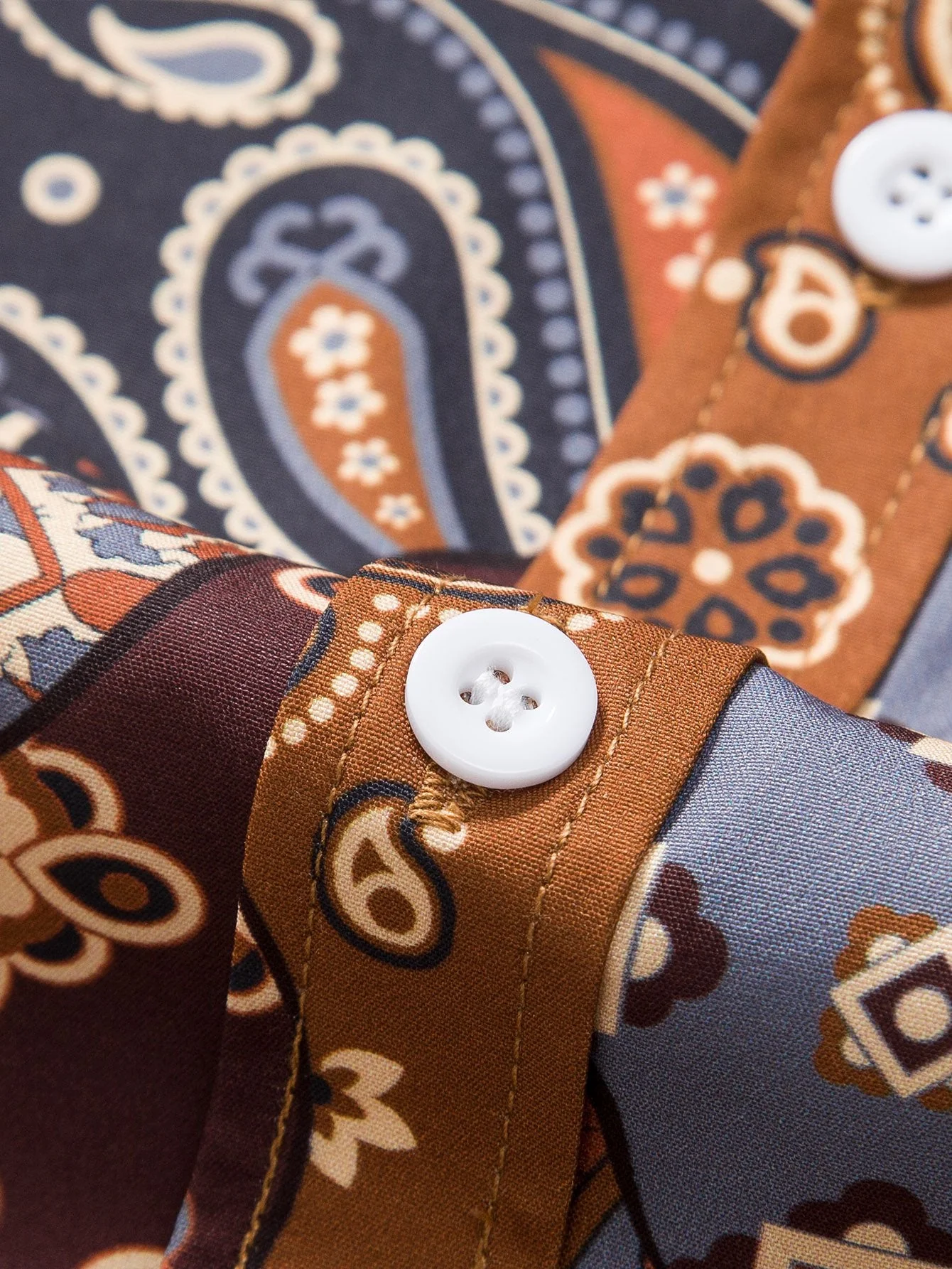 Paisley-Patchwork-Druck Hemd mit Knöpfen & Shorts - Image 8
