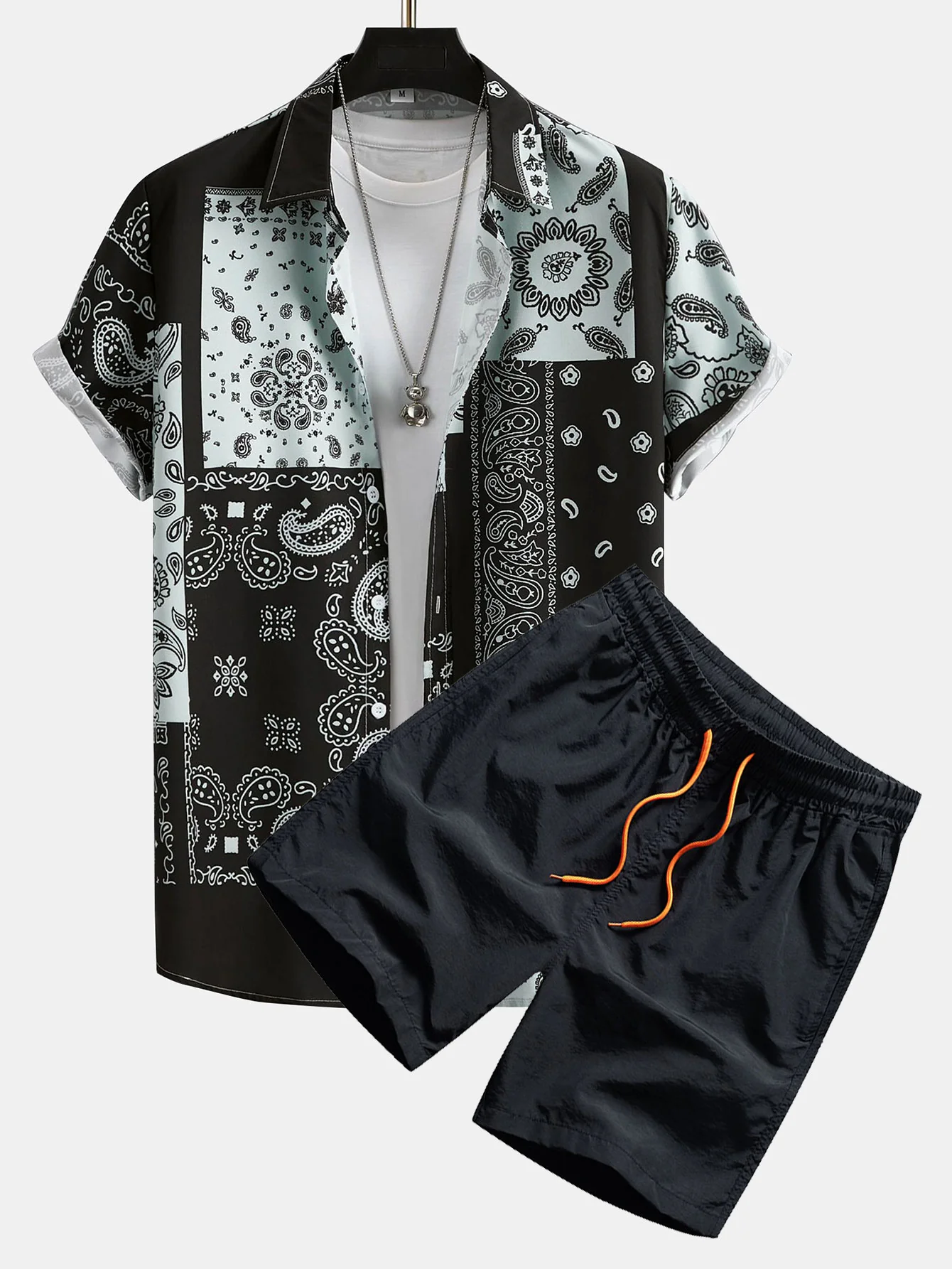 "Paisley-Patchwork-Druckhemd #Zufälliges Mustermuster# & Badehose"