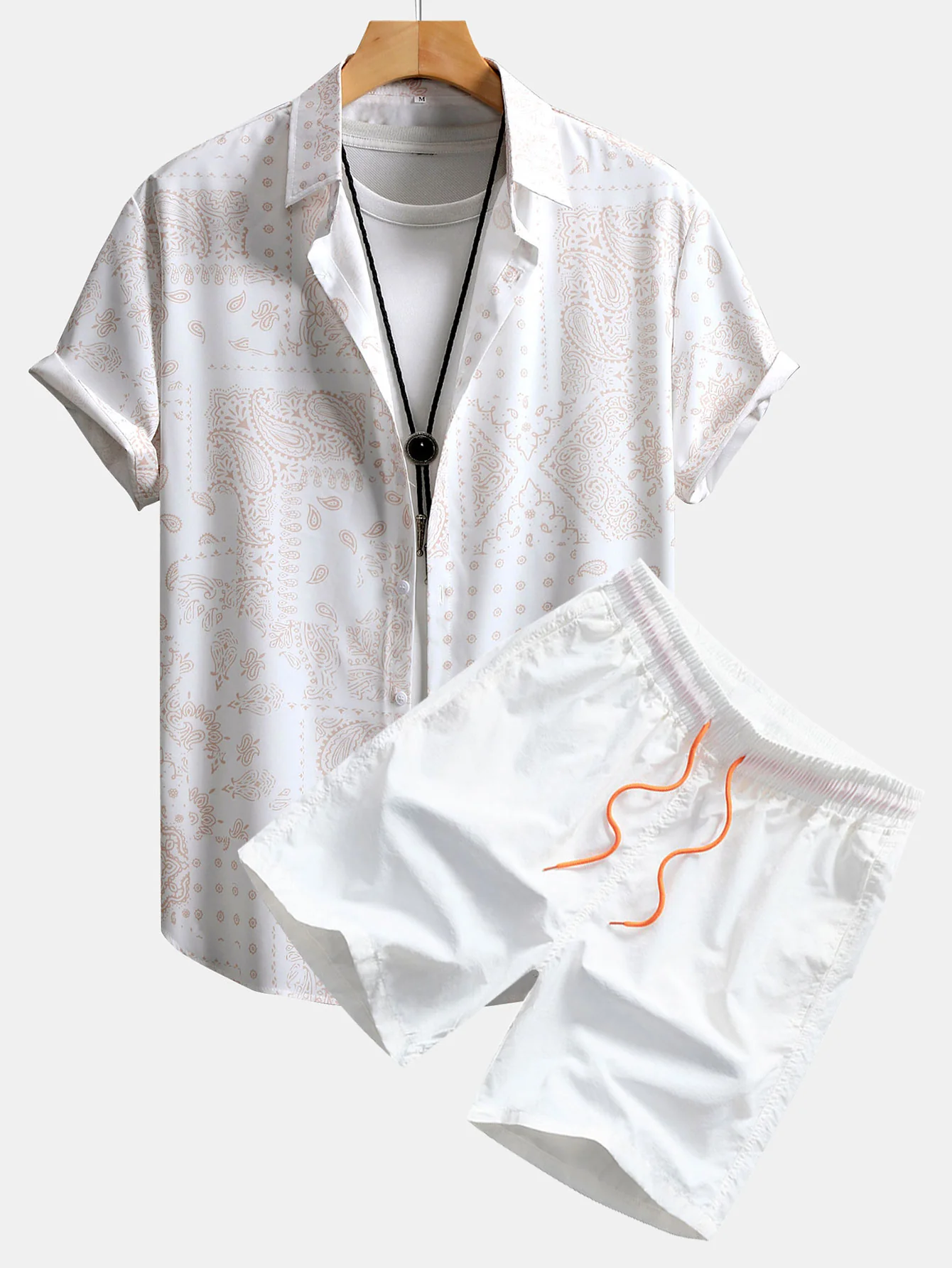 Paisley Print Button Up Shirt & Swim Shorts - Image 2