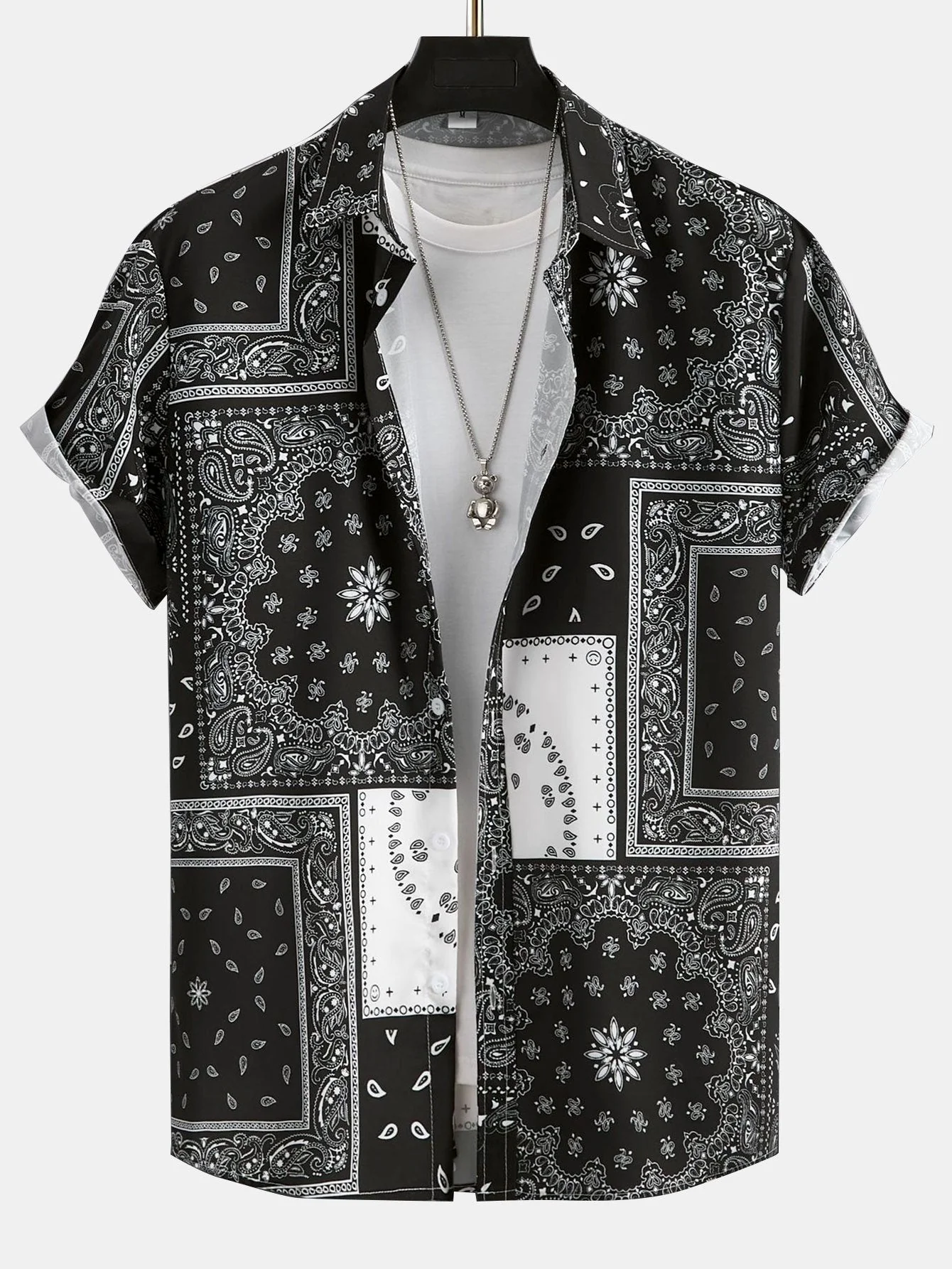 Paisley-Print Hemd mit Knopfleiste #Zufälliges Mustersdesign# & Badeshorts - Image 3