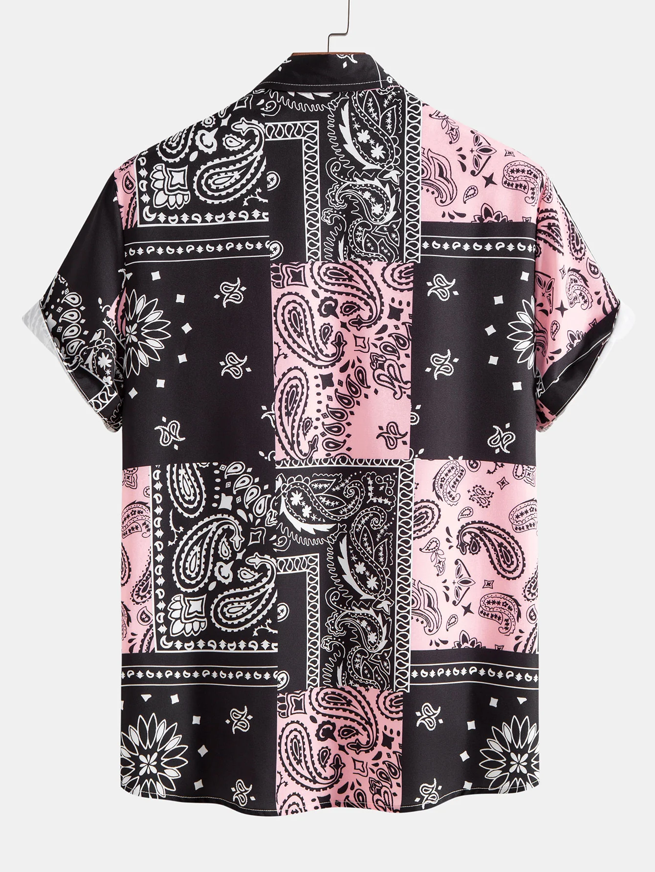 Paisley Print Button Up Shirt #Random pattern design# & Swim Shorts - Image 3