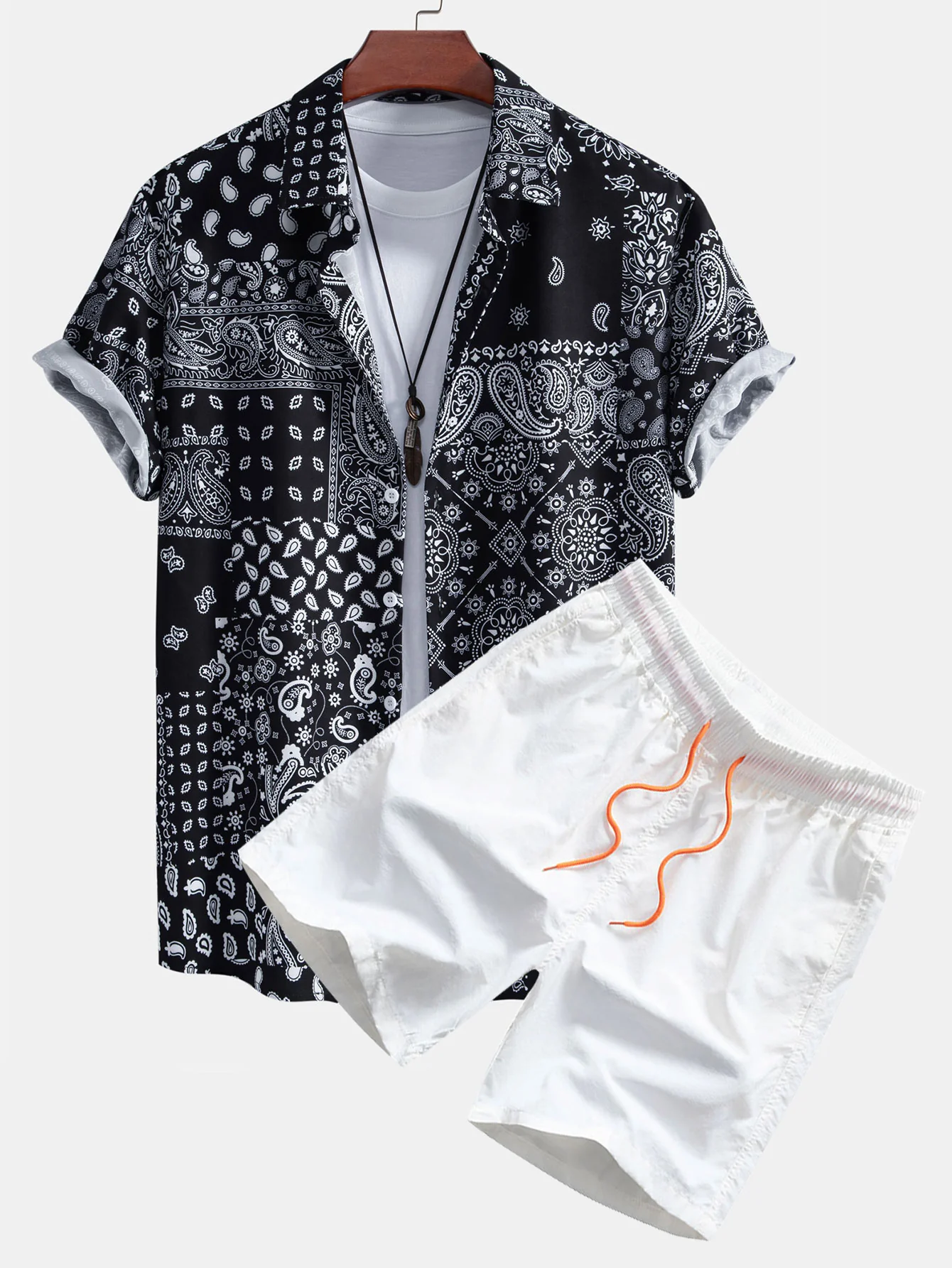 Paisley-Print Hemd mit Knöpfen & Badehose - Image 2