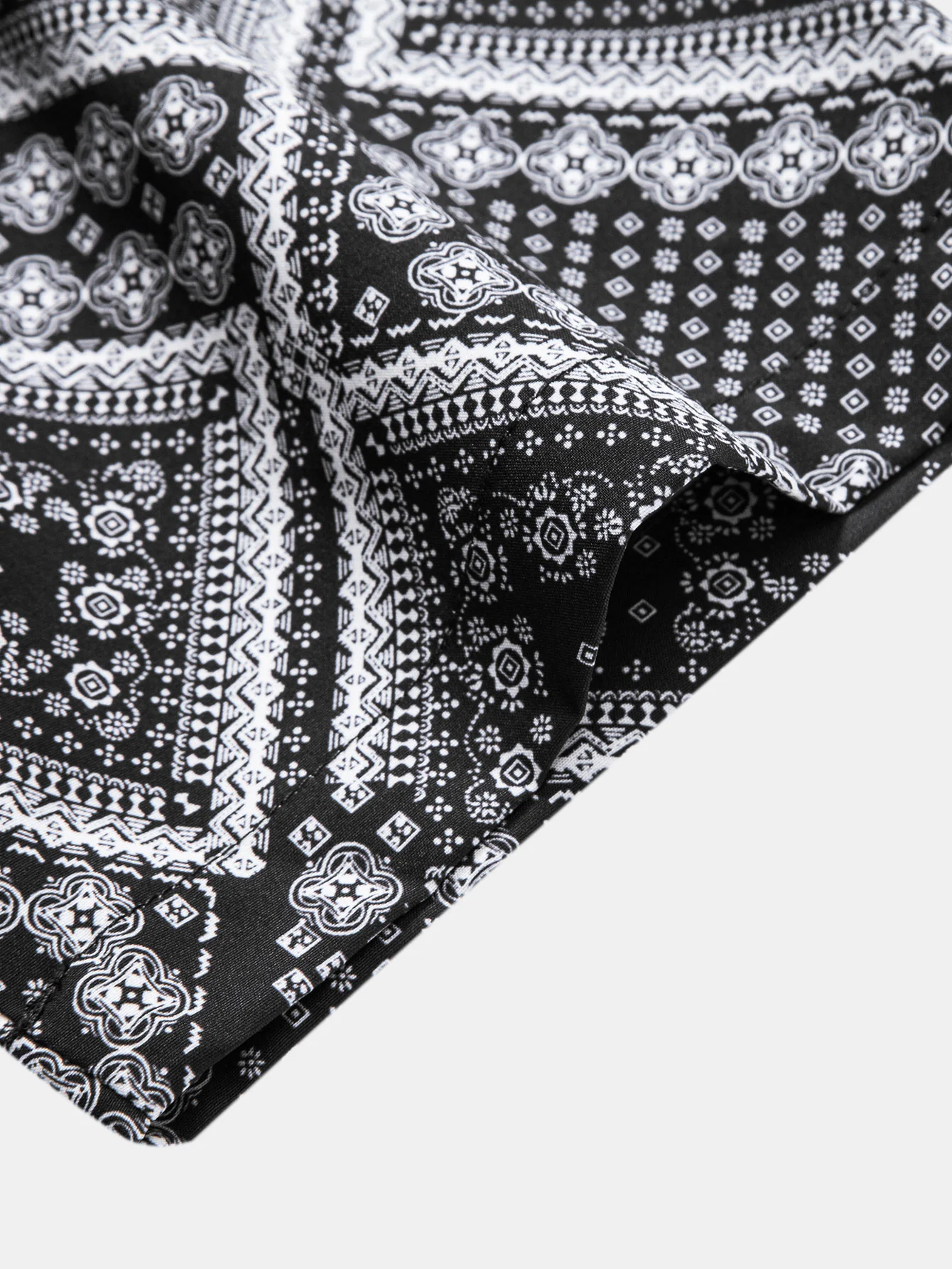 Paisley Print Patchwork Button Up Shirt & Swim Shorts - Image 8