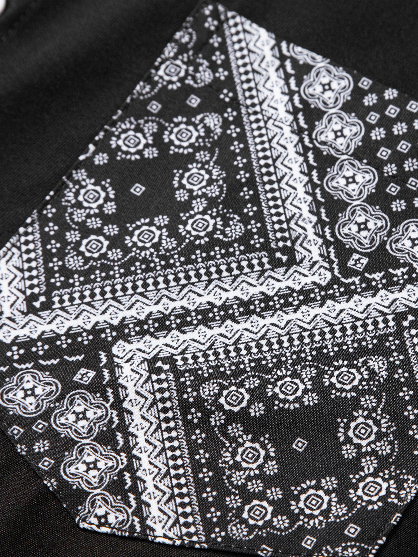 Paisley Print Patchwork Button Up Shirt & Swim Shorts - Image 9
