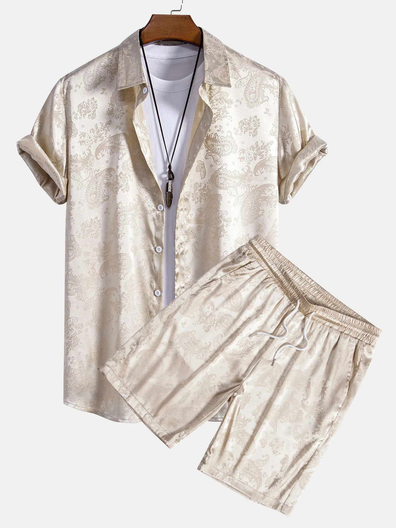 Paisley-Print Satinhemd & Shorts