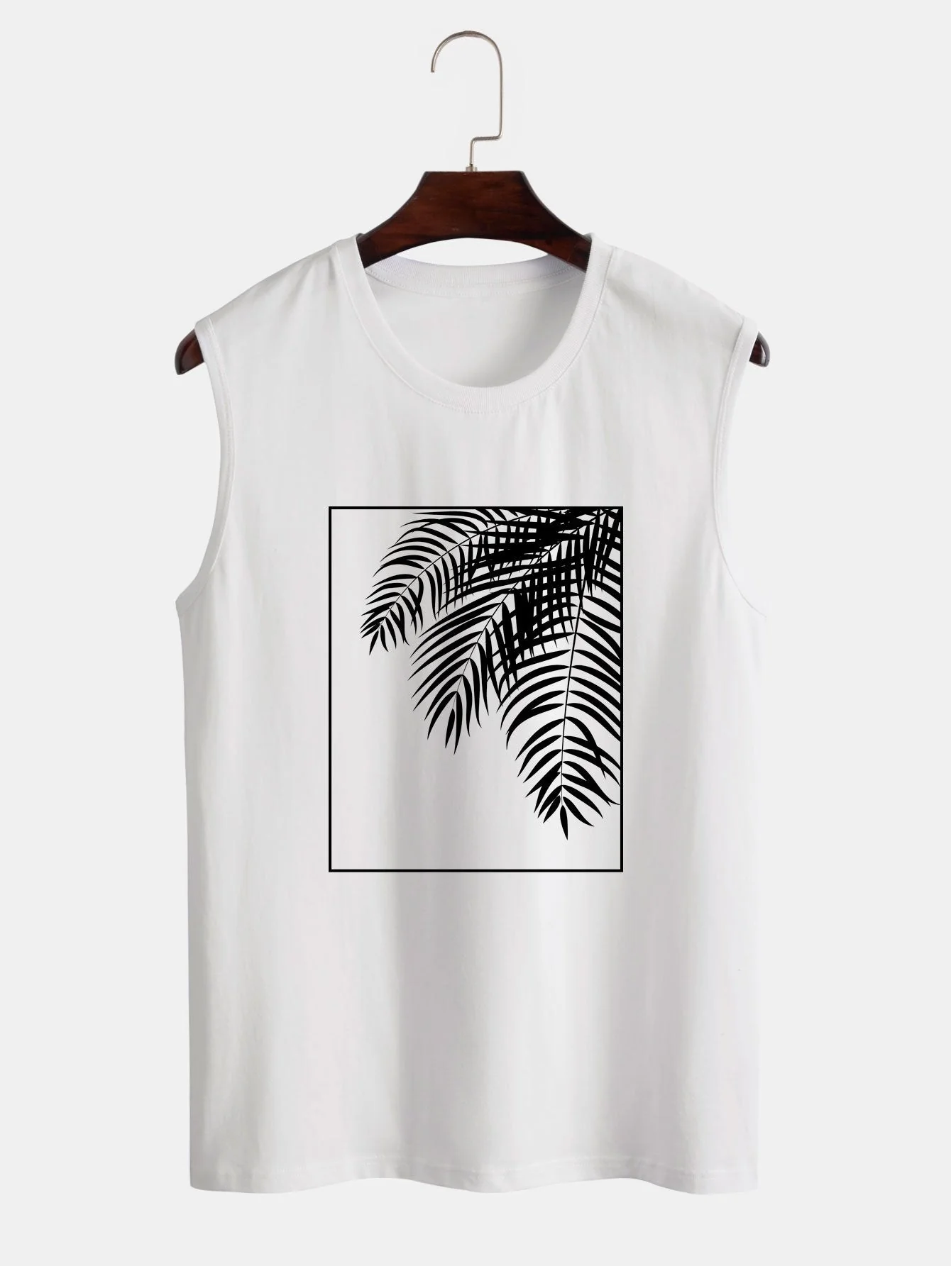 Palmblatt-Print Tanktop & Tropen-Print Badehose - Image 4